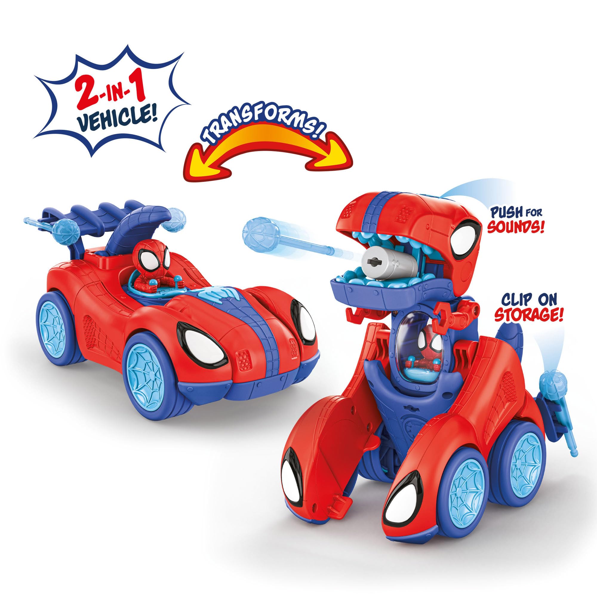 Spidey-Rex Racer - 8-Inch Transforming Vehicle with Sound Effects & Web Darts 4