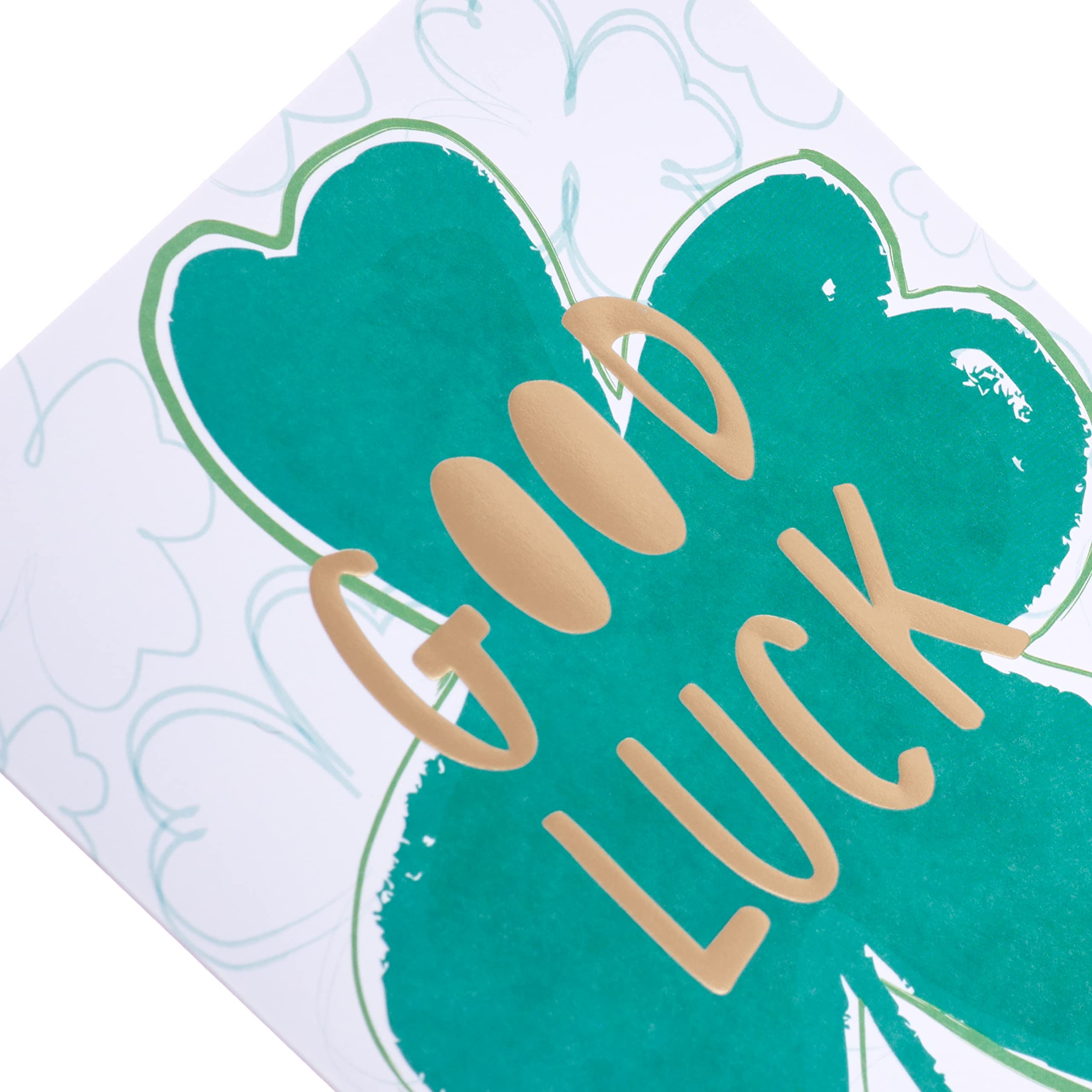 Hallmark Good Luck Card - Four Leaf Clover Design | 16cm x 16cm | Gold Foil & Embossed 5