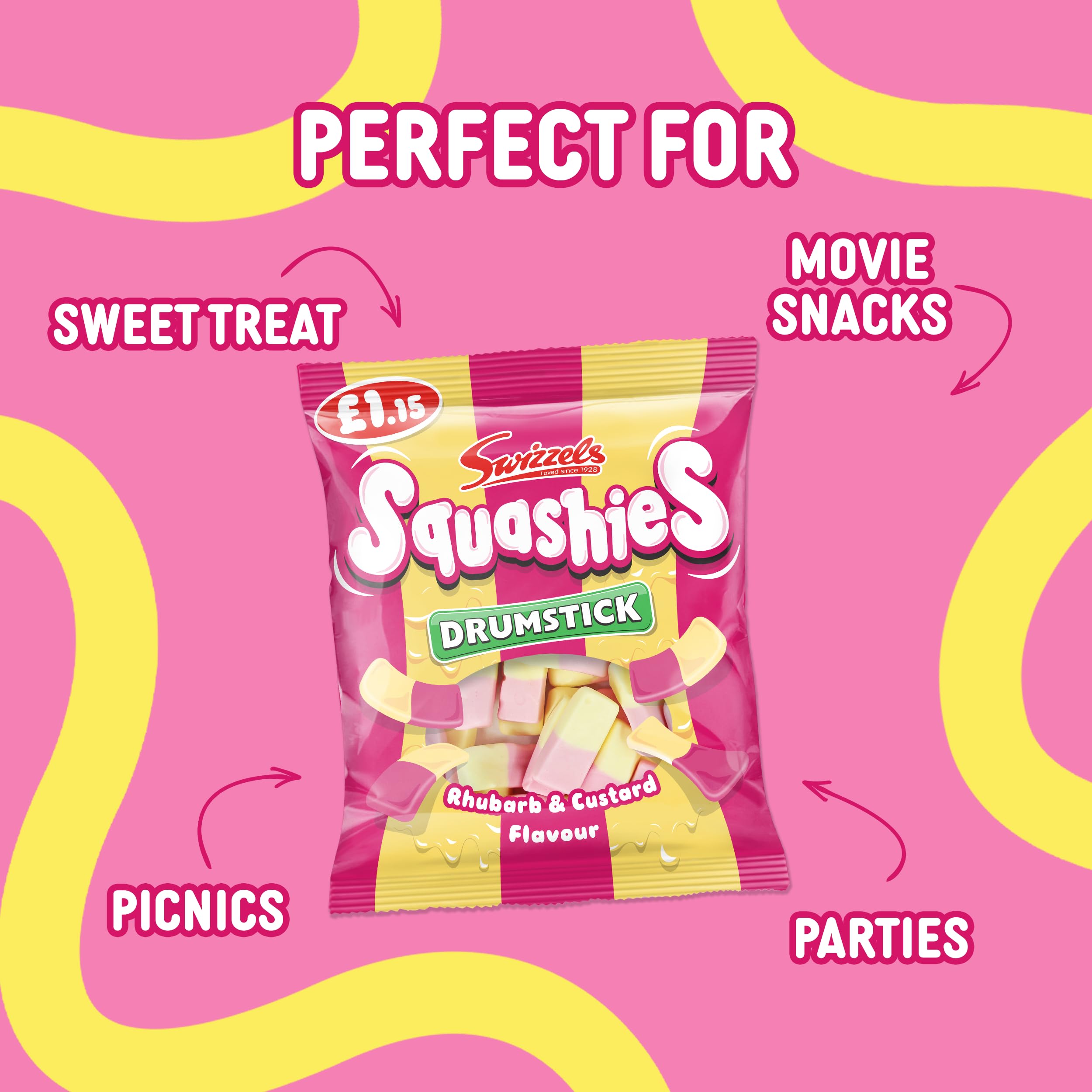 Swizzels Squashies Rhubarb & Custard Flavour Sweets | 120g Gummy Pack 2
