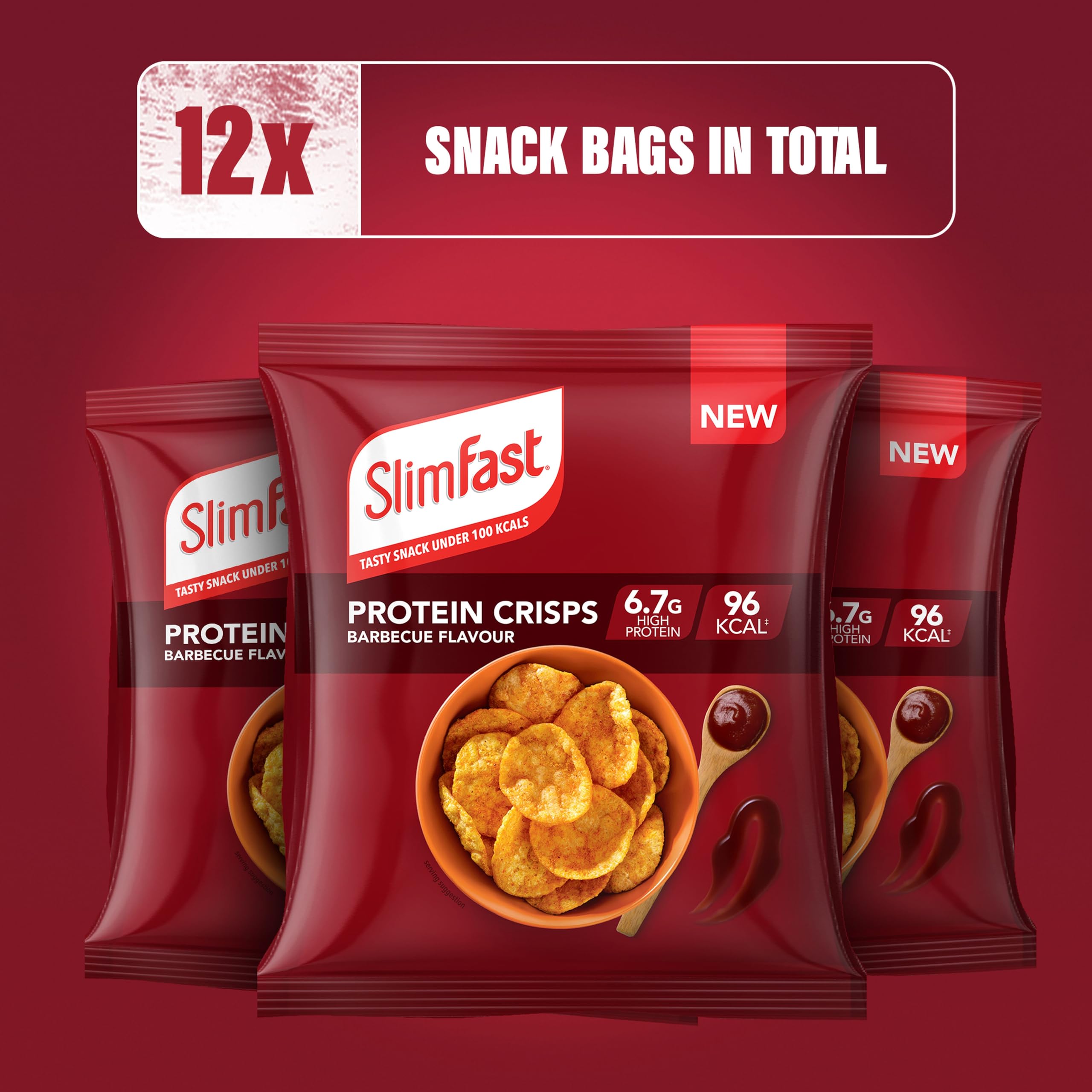 SlimFast Barbeque Protein Crisps - High Protein, Low Calorie Snack | 12 x 23g Packs 6