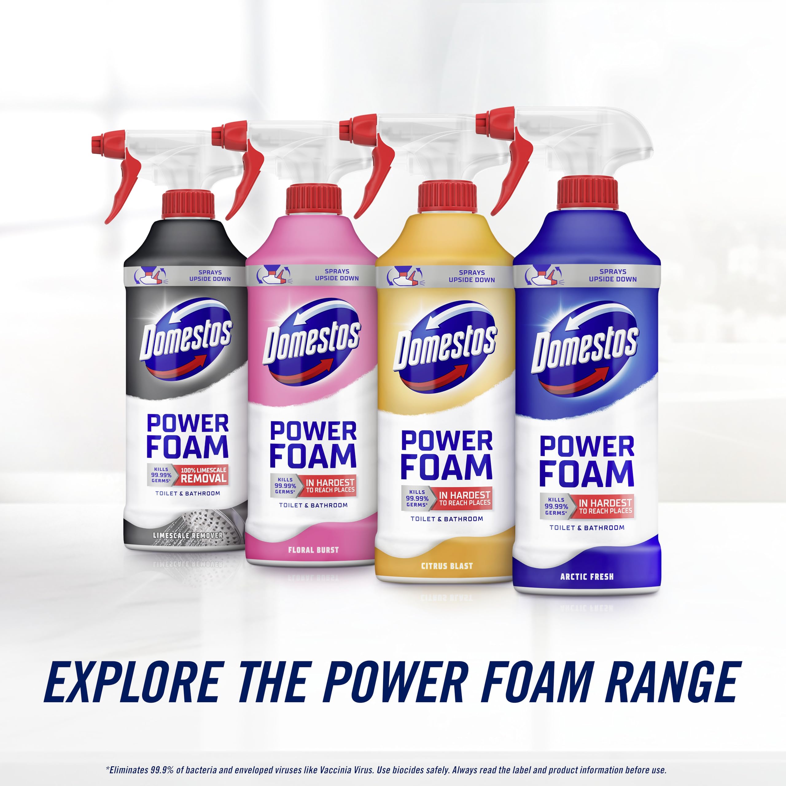 Domestos Mint Boost Bleach Foam Cleaner Spray for Toilet & Bathroom Surfaces 450 ml 5