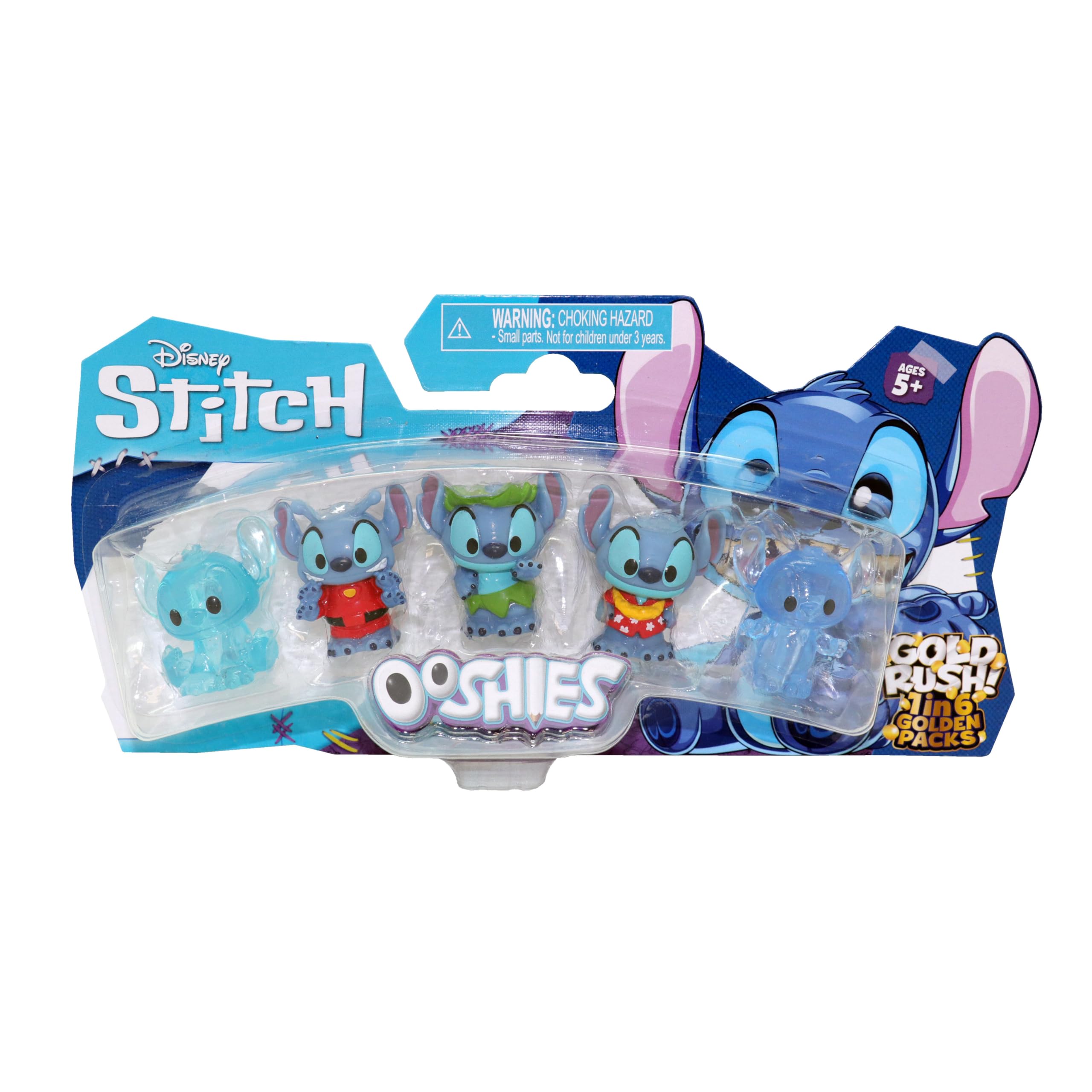 Ooshies Stitch Collectibles 5 Pack Pencil Toppers - Includes Rare Gold Pack Chance, Disney Character Figures, Ages 5+
