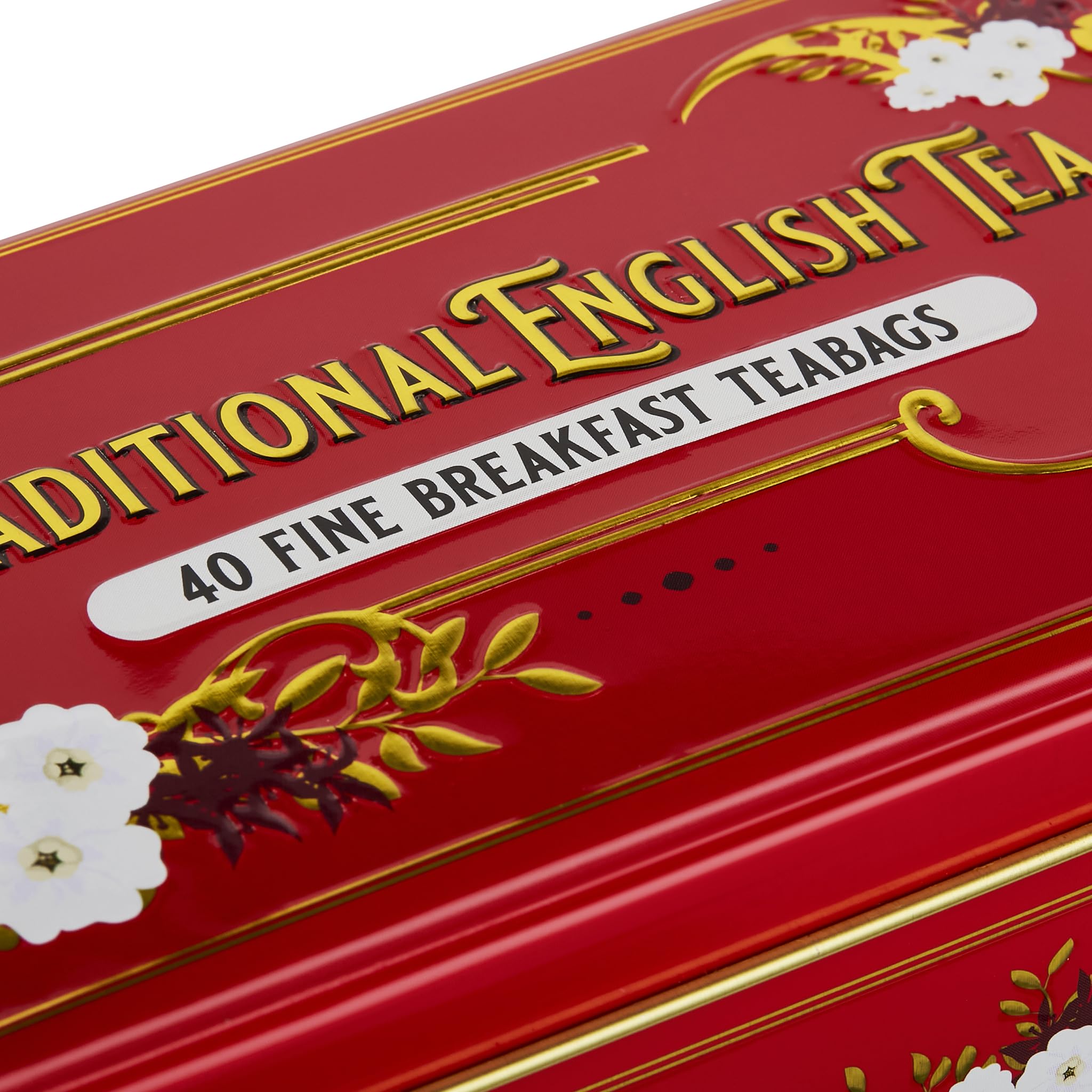 New English Teas Vintage Victorian Tea Tin in Berry-Red with 40 English Breakfast Teabags 15