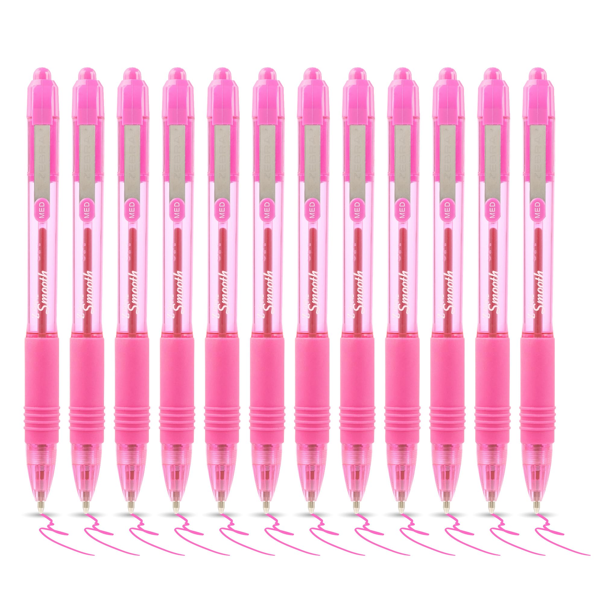 Zebra Pen Z-Grip Smooth Ballpoint Pen - Pink Ink, 1.0mm Medium Point | 12 Count Pack
