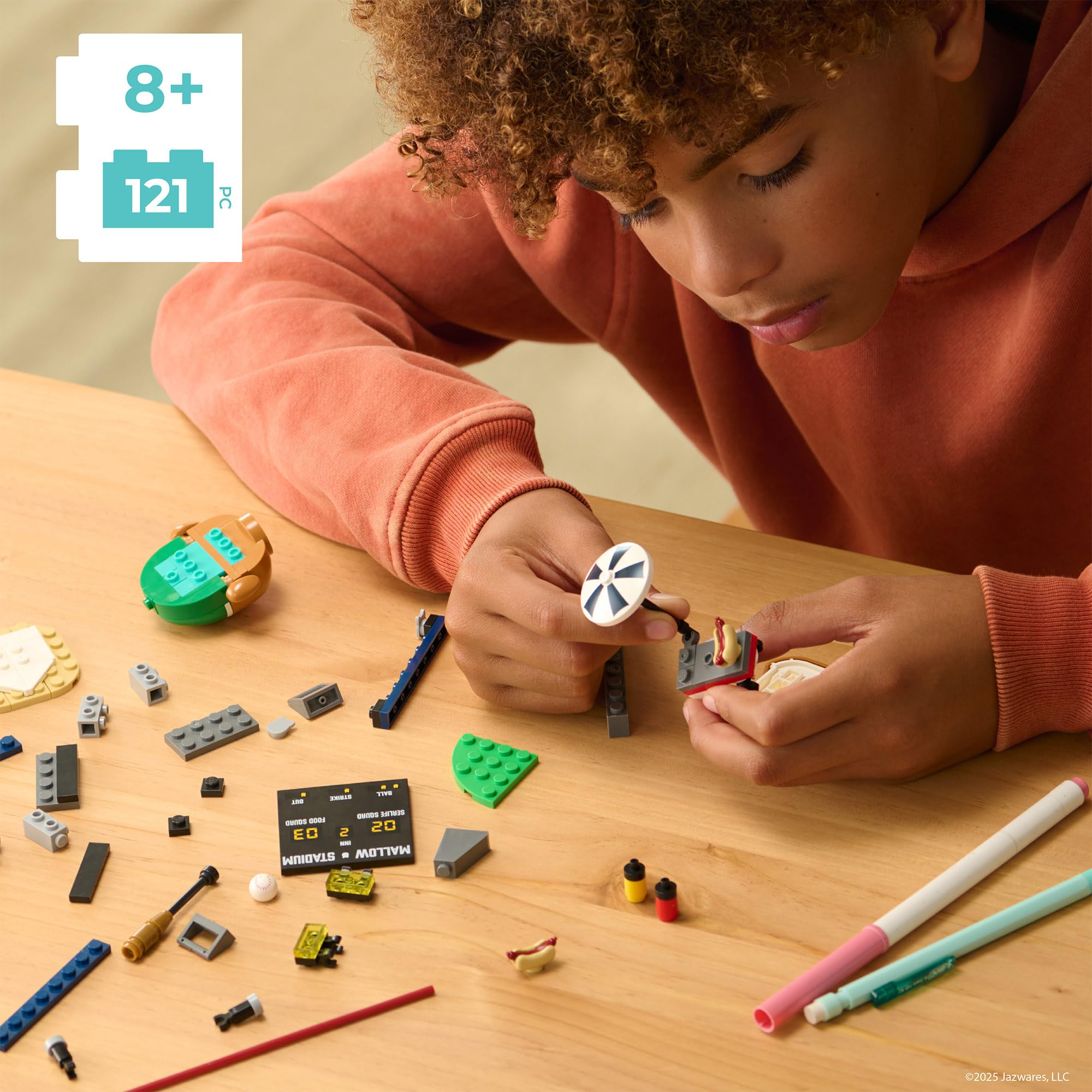 BLDR Squishmallows Avery’s Ball Game Building Set - 121-Piece Playset with Buildable Figure 10