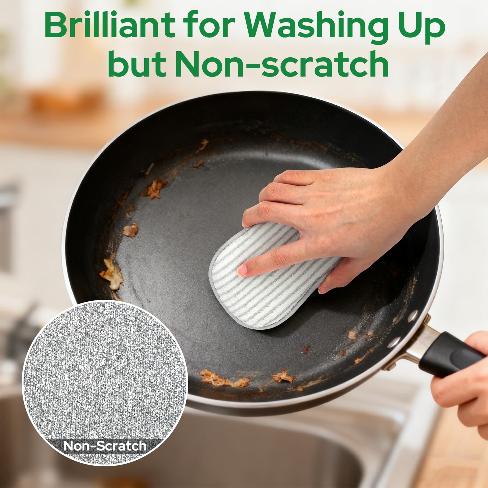 Euqvunn Dual-Sided Kitchen Cleaning Sponges - 8 Pack, Grey, 9.5x16cm 4