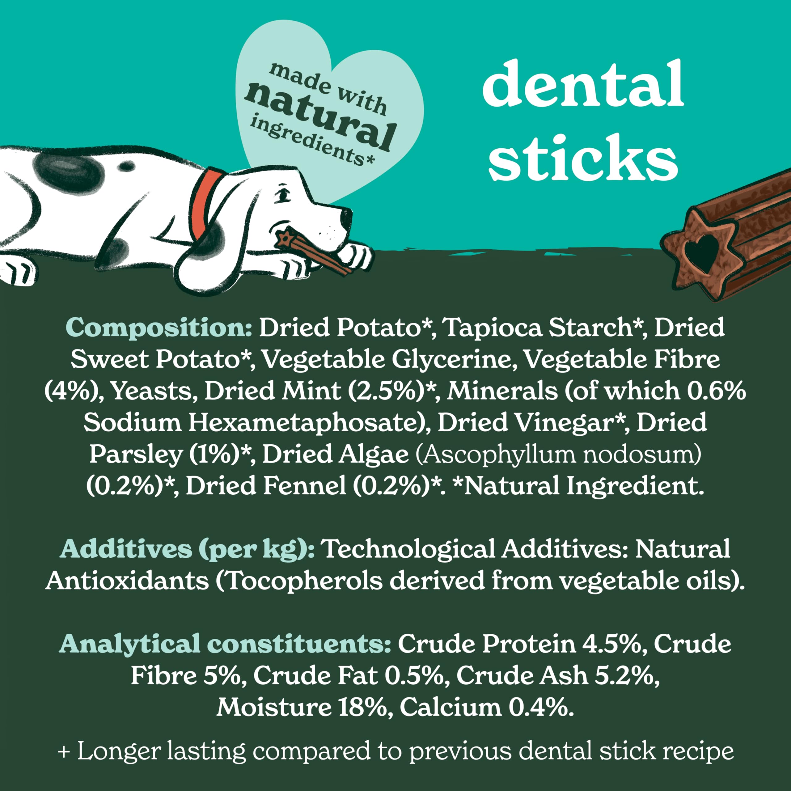 Forthglade Natural Dog Dental Sticks - Plant Based Mint Flavor | 10 x 185g Bags (50 Sticks Total) 3