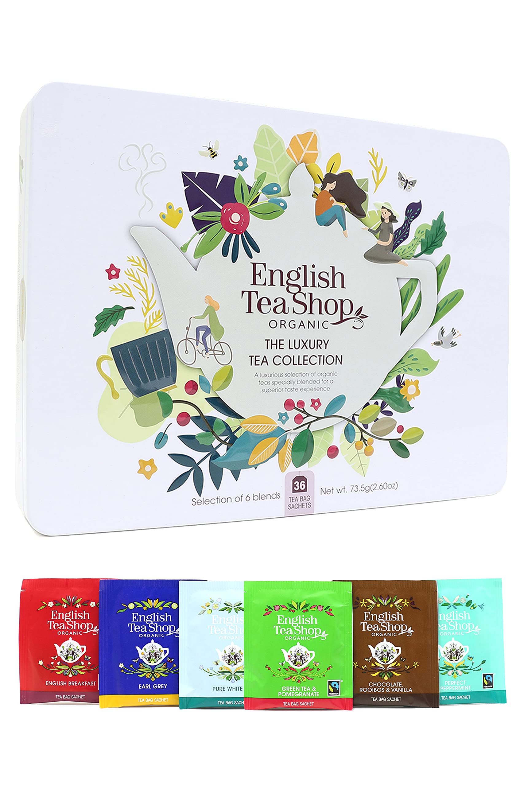 English Tea Shop Organic Luxury Gift Tin - 36 Tea Bags, 6 Varieties, Compostable Packaging 1