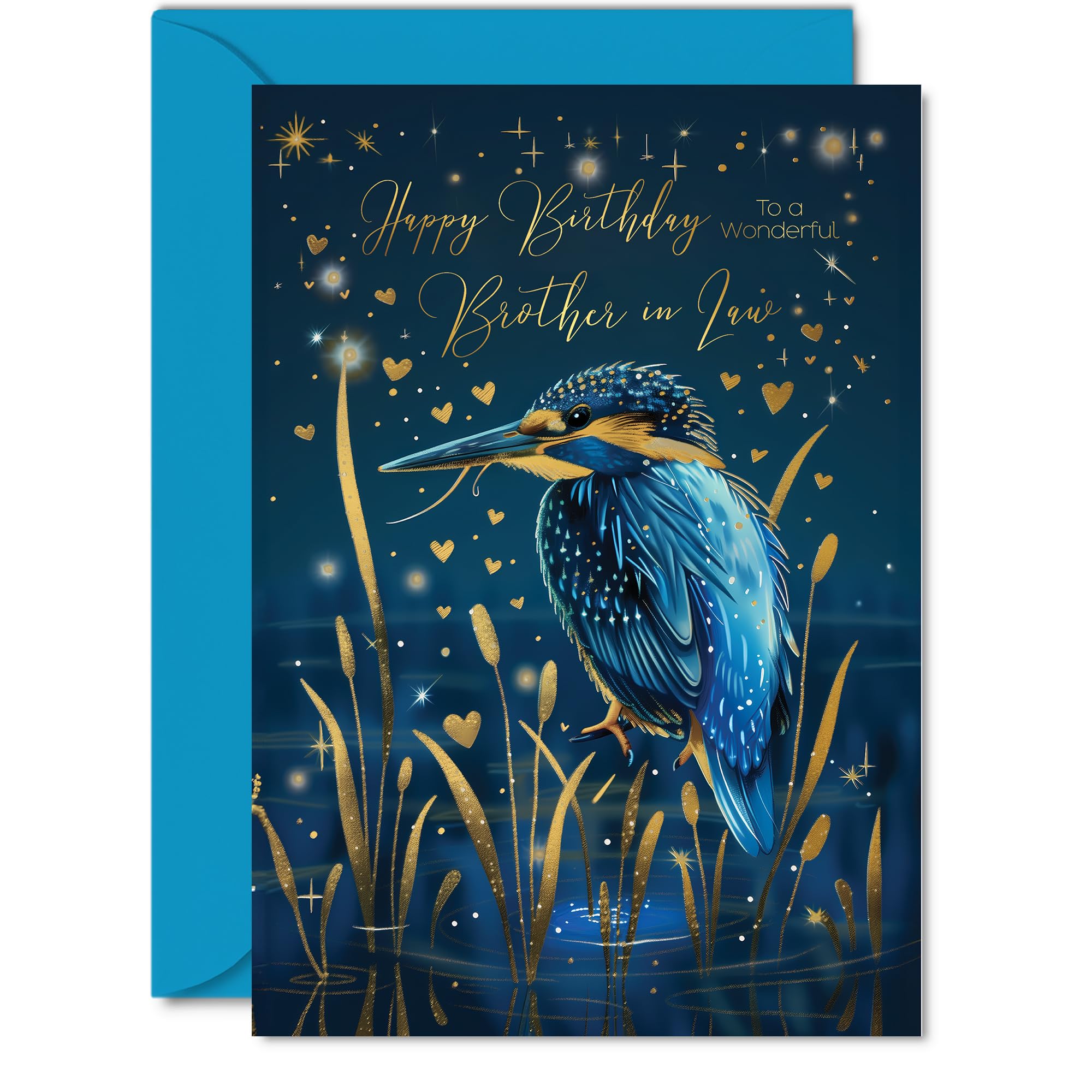 Giftzie Beautiful Gold Birthday Card for Brother in Law | 360 Micron Cardstock | 127mm x 178mm