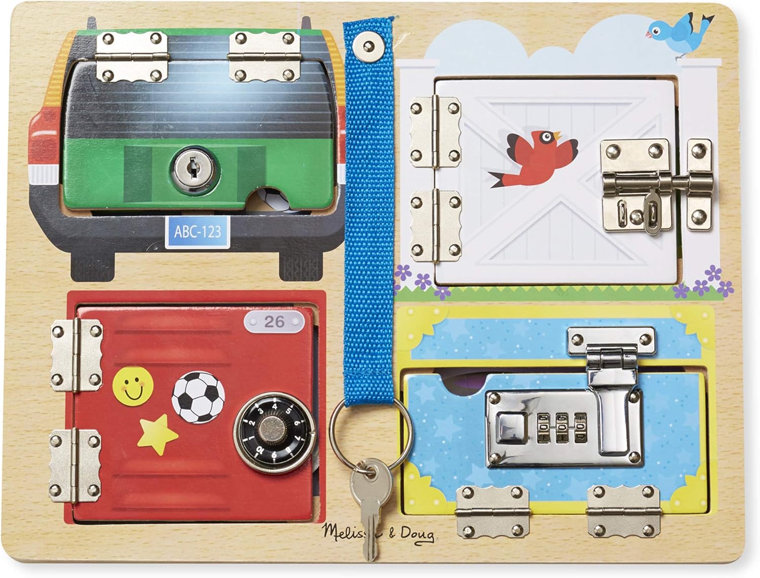 Melissa & Doug Locks & Latches Board - Educational Wooden Toy for Ages 3+ 6