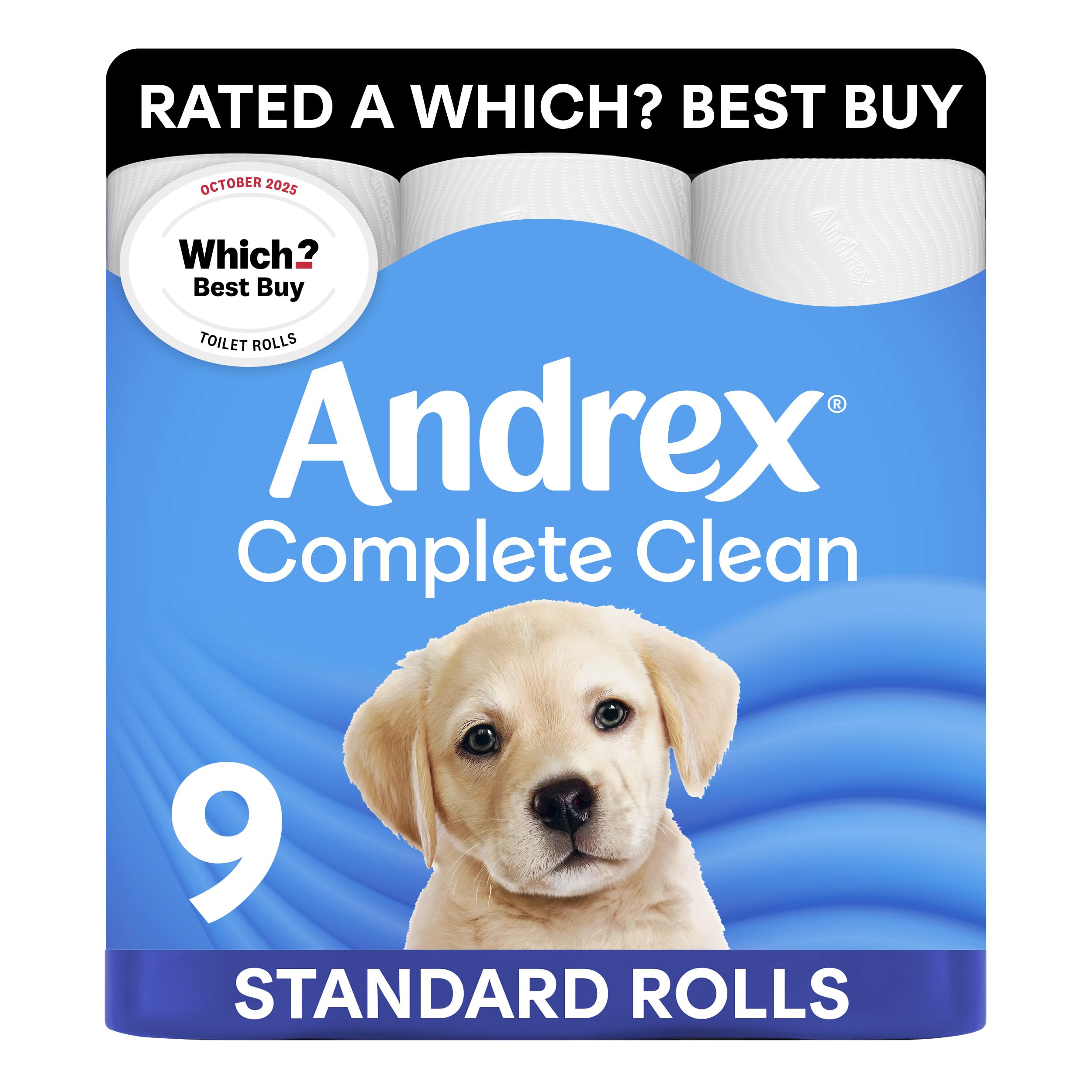 Andrex Complete Clean Toilet Roll - 9 Rolls, 3-Ply, Now Even Softer
