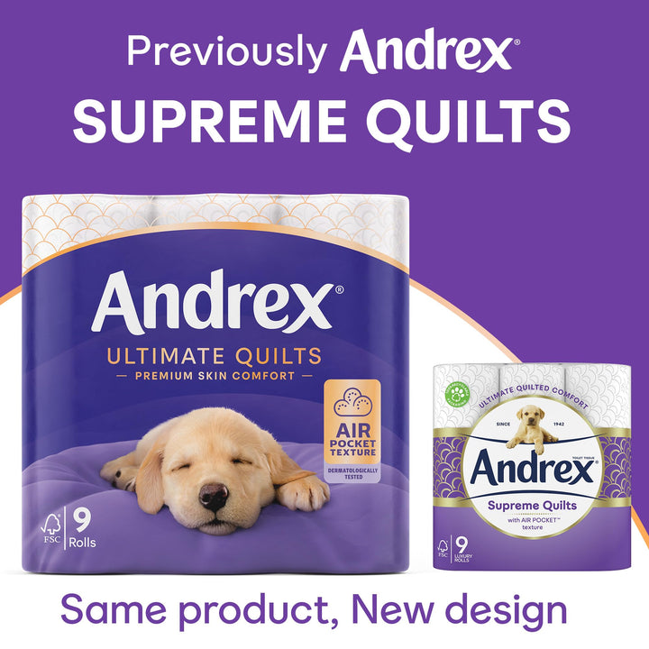 Andrex Supreme Quilts Mega Toilet Roll - 9 Rolls (13.5 Standard Rolls Equivalent)