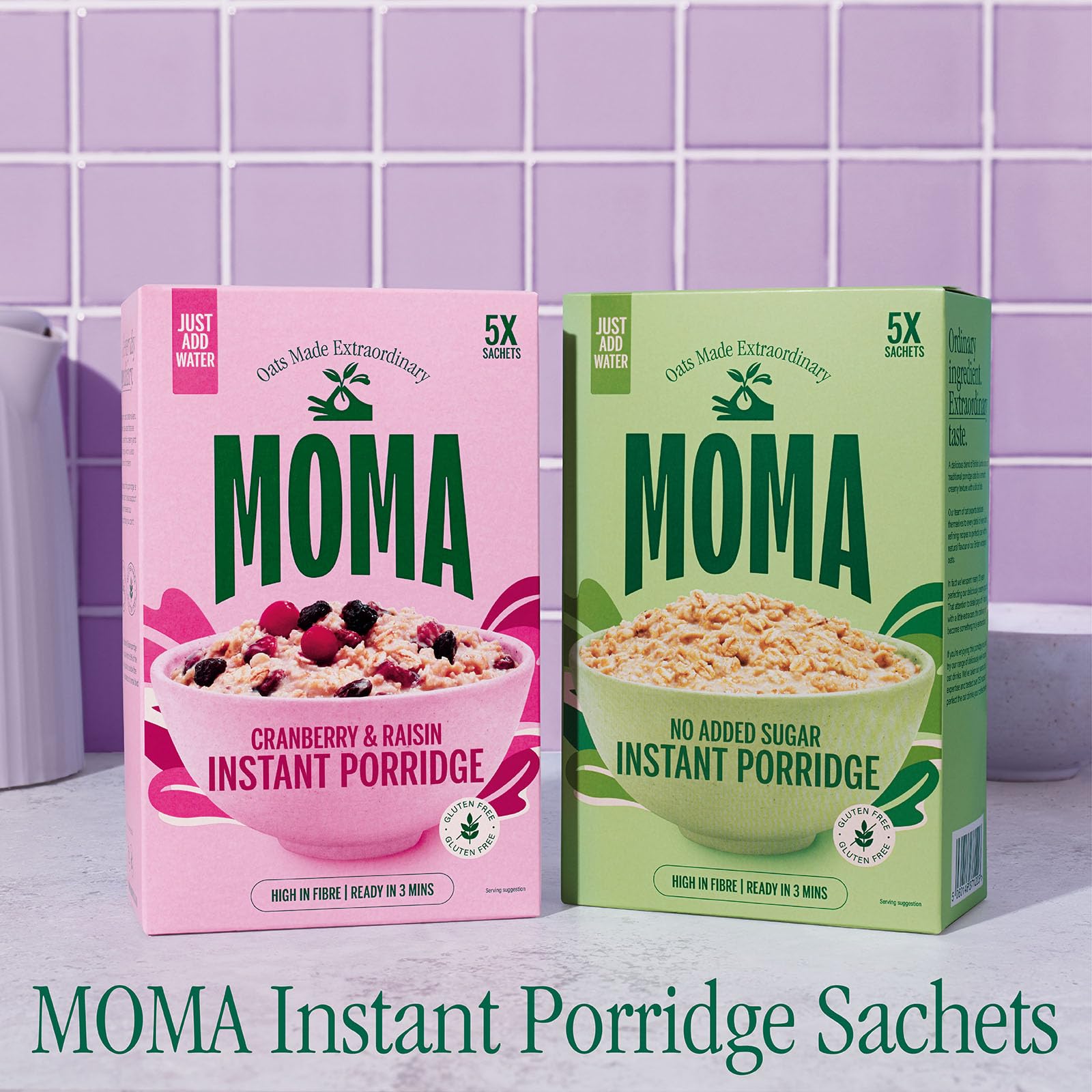 MOMA Porridge Sachets Cranberry & Raisin - Box of 5 x 70g - Gluten Free, High Fibre, Source of Protein 16