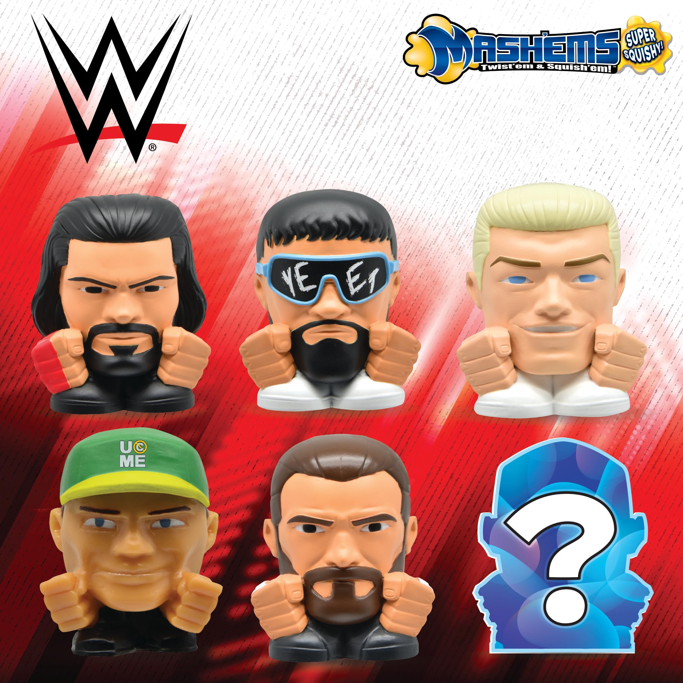 Mash'Ems WWE Squeeze Toy Figures | Collectable, Ages 4+ | 6 to Collect