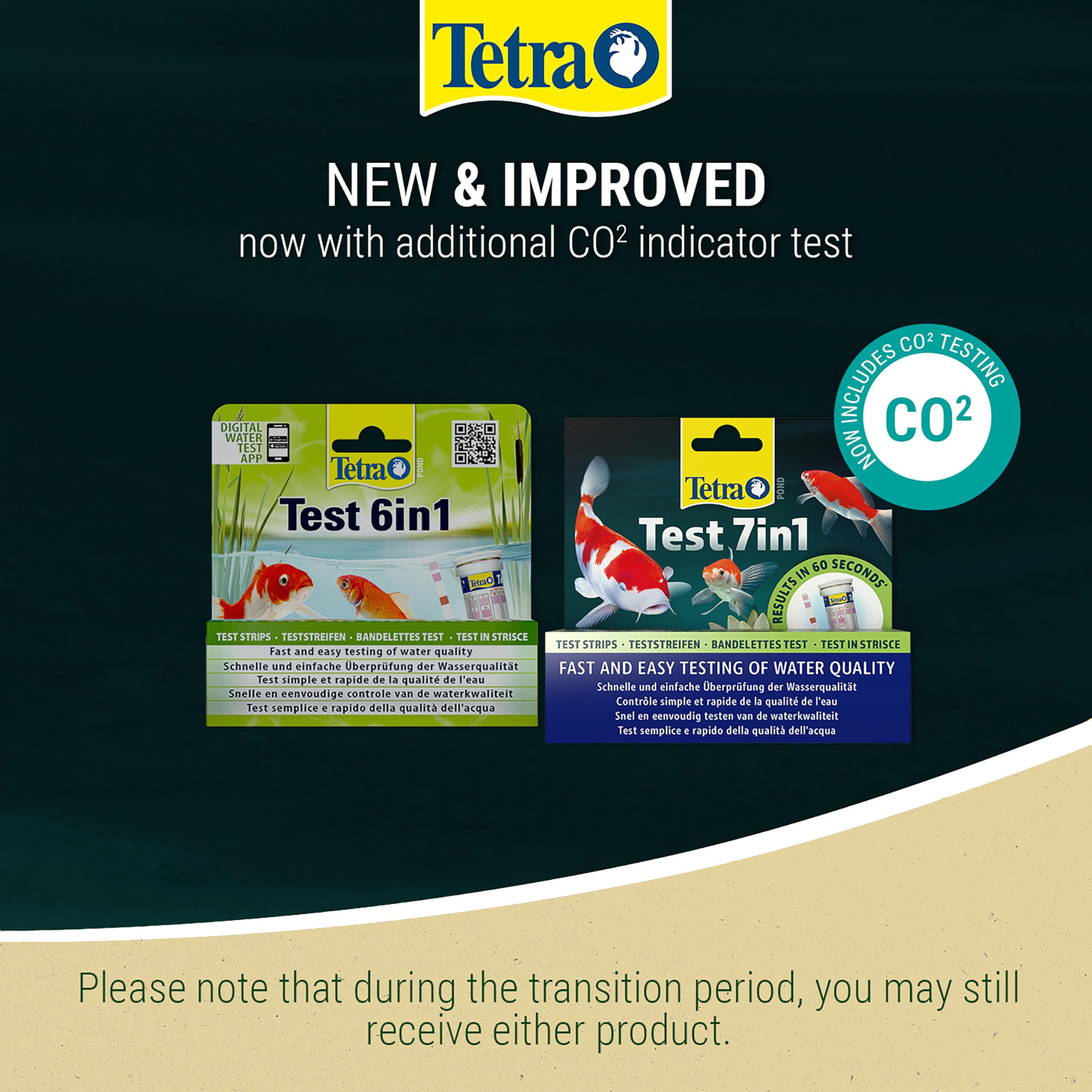 Tetra 7in1 Pond Water Testing Kit - Measures pH, KH, Nitrite, Nitrate, GH, CO2, Chlorine | 25 Strips