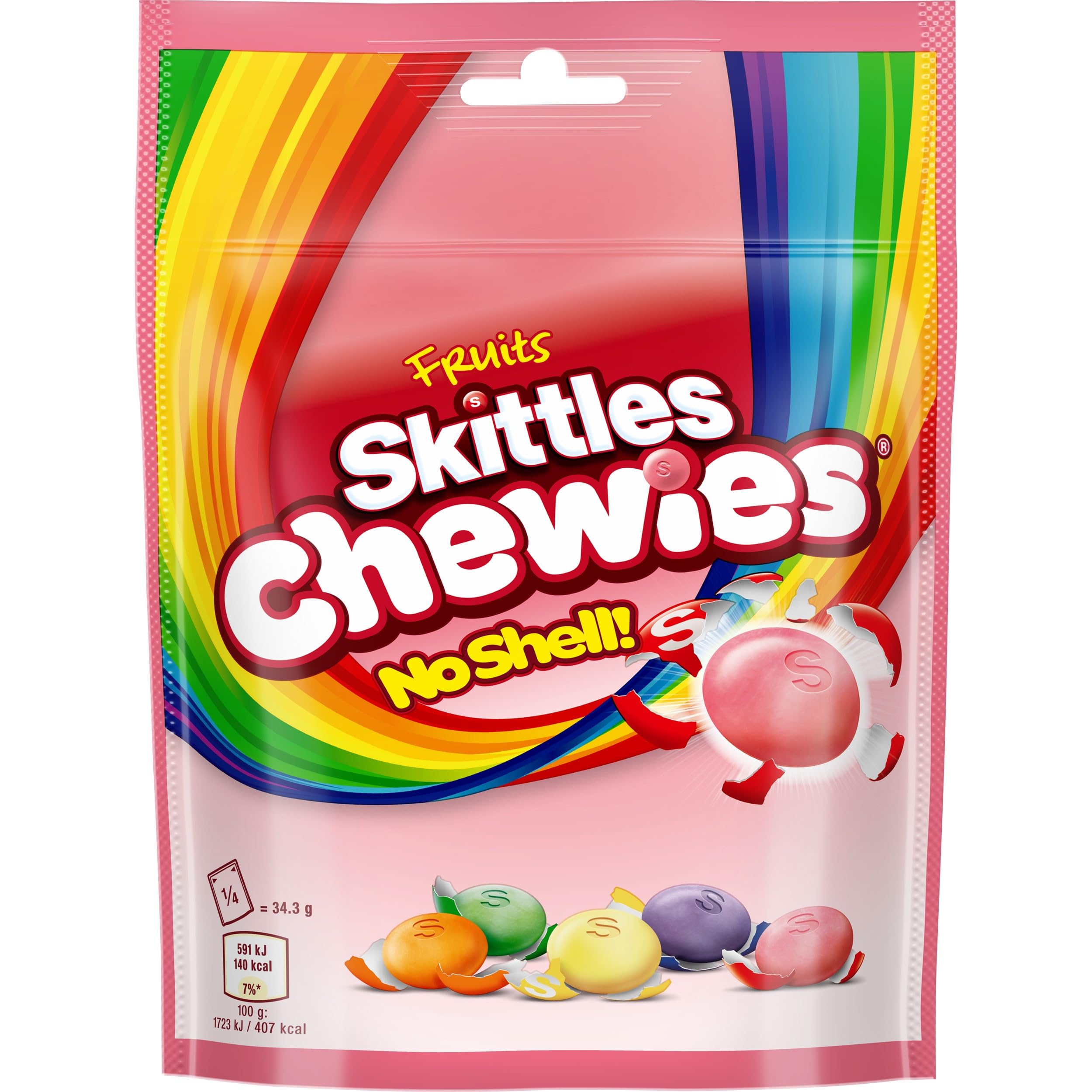 Skittles Chewies Fruits Sweets Pouch Bag - Fruit Flavoured Chewy Candy | 137g