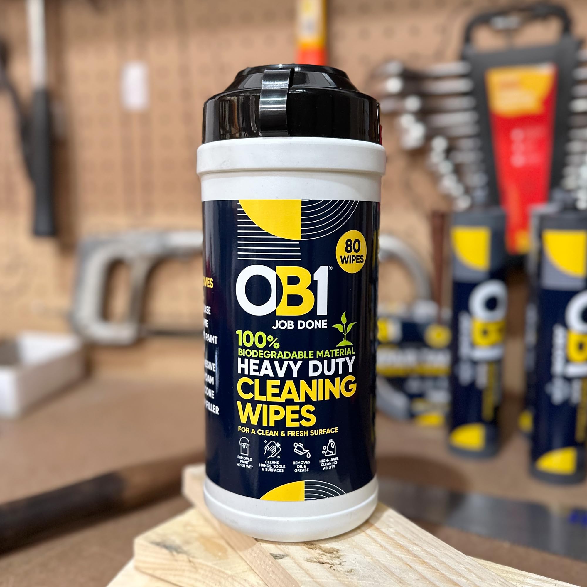 OB1 Heavy Duty Biodegradable Cleaning Wipes – 80 Count, Citrus Scent, For Hands & Tools 5