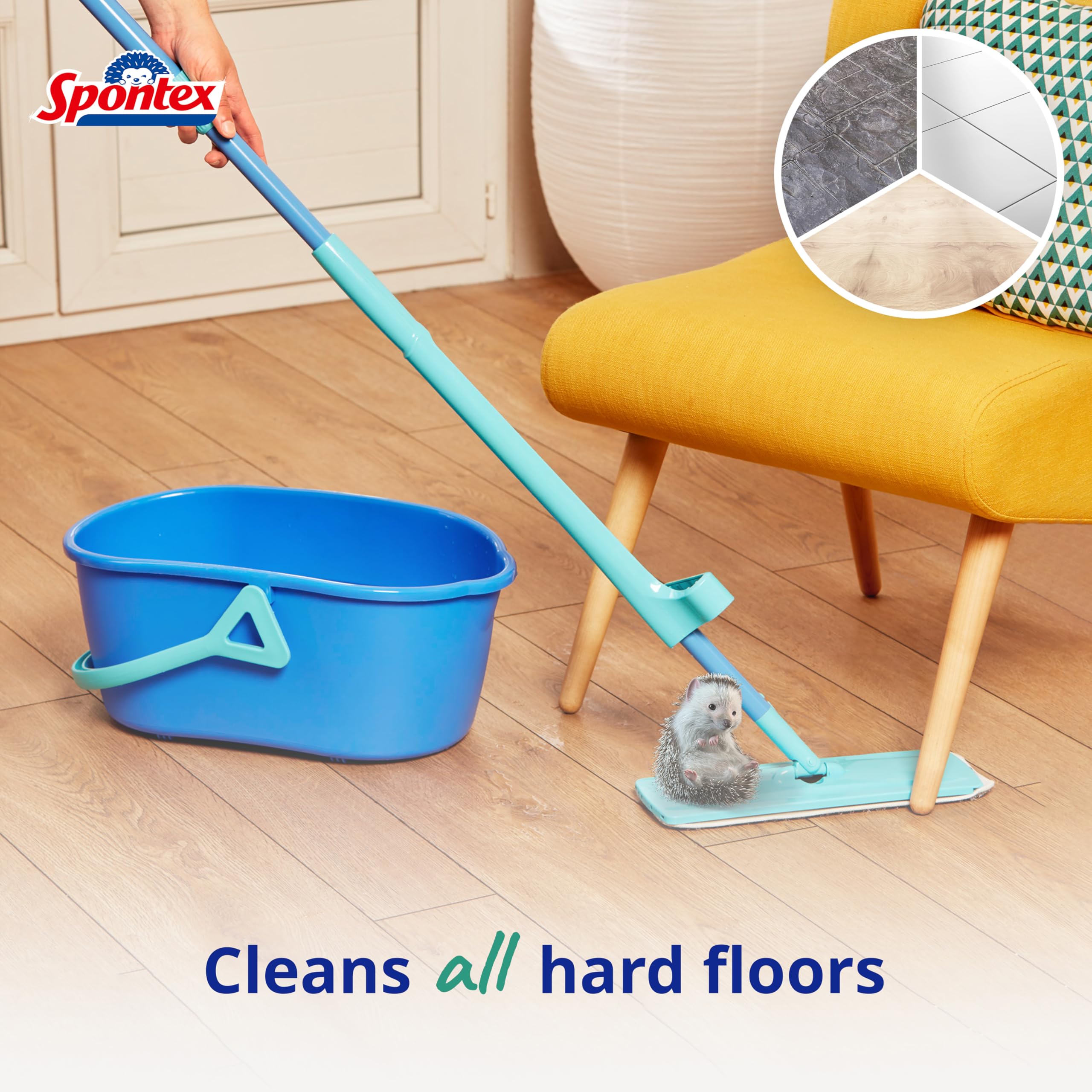 Spontex Easy Max+ Microfibre Flat Mop - Integrated Wringer | Telescopic Handle | Machine Washable Head 4