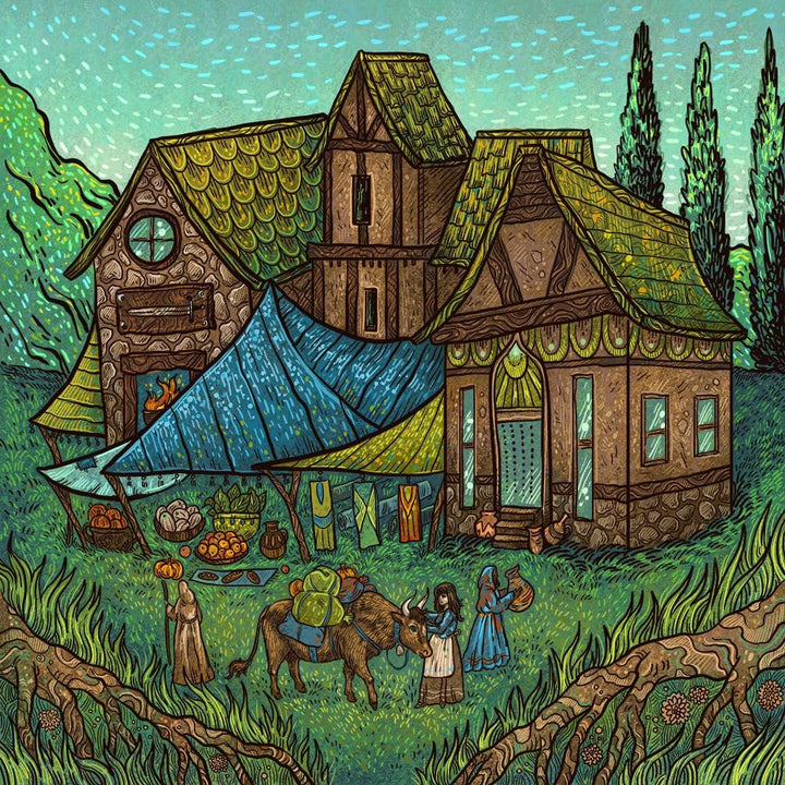 Green Meadow Games Dawn - Strategy Card Game for 3-5 Players with Hidden Roles and Tile Placement
