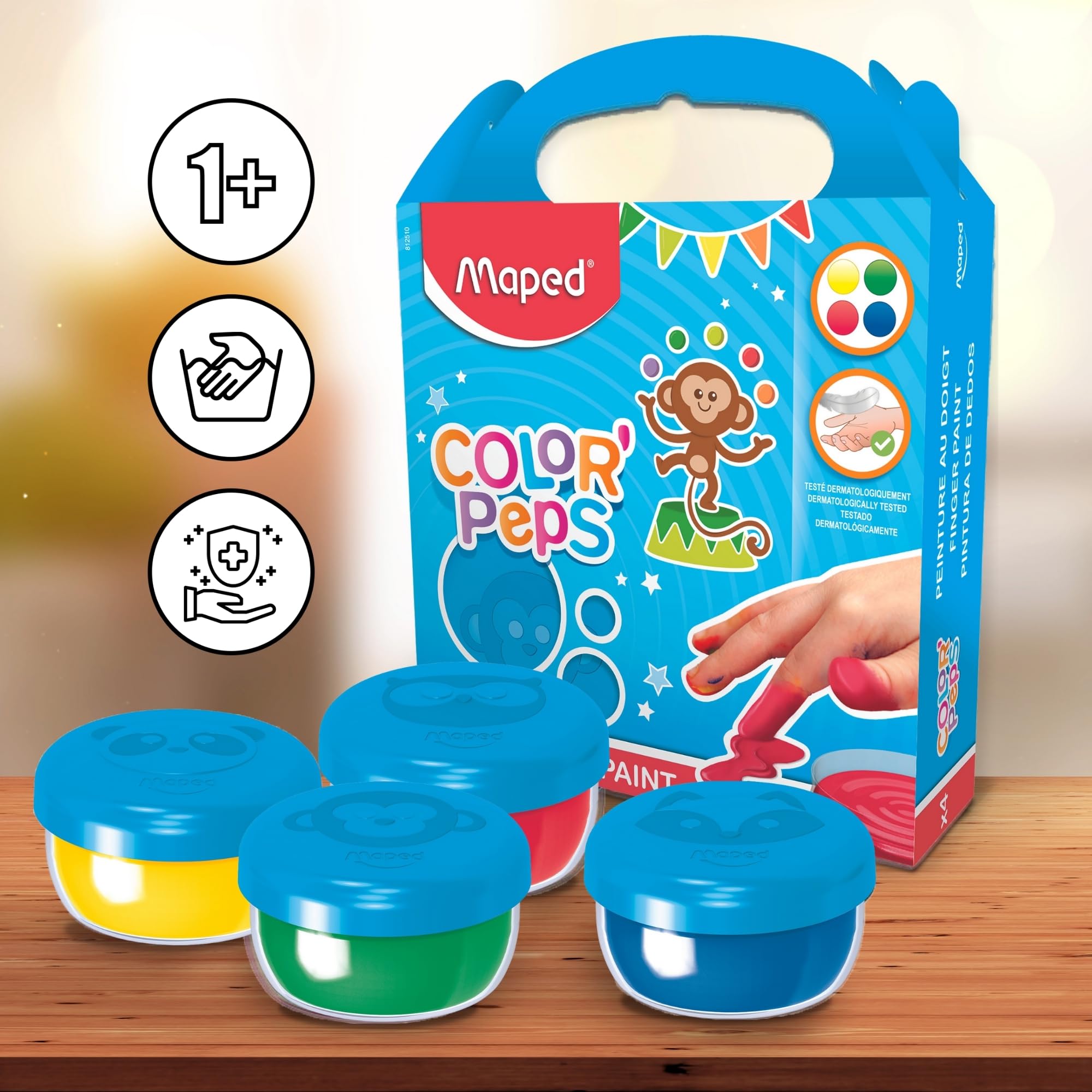 Maped Color'Peps My First Finger Paints - 4 Pots, Age 1+, Washable 6