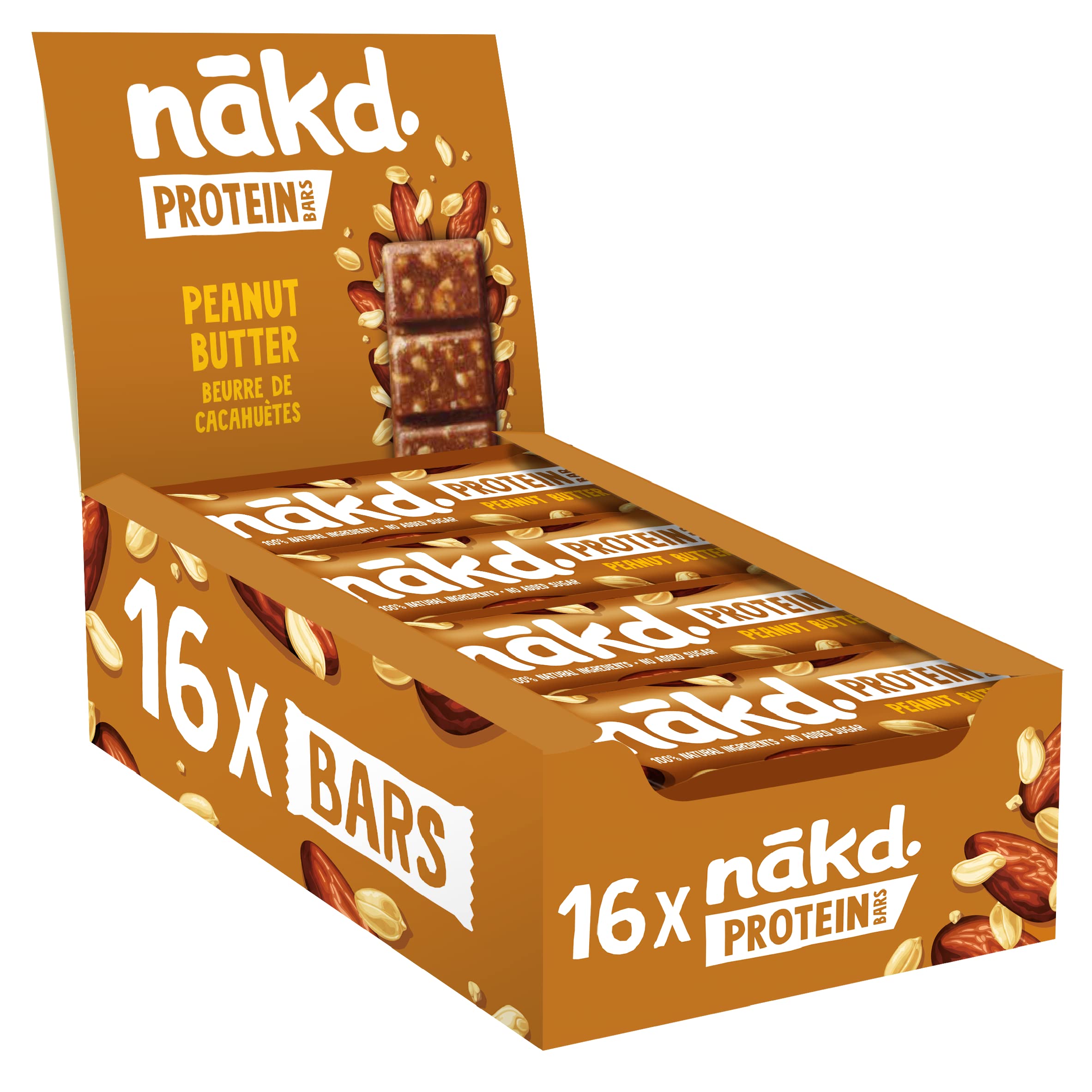 Nakd Protein Bars Peanut Butter - 7g Plant-Based Protein | 16 Count | 100% Natural