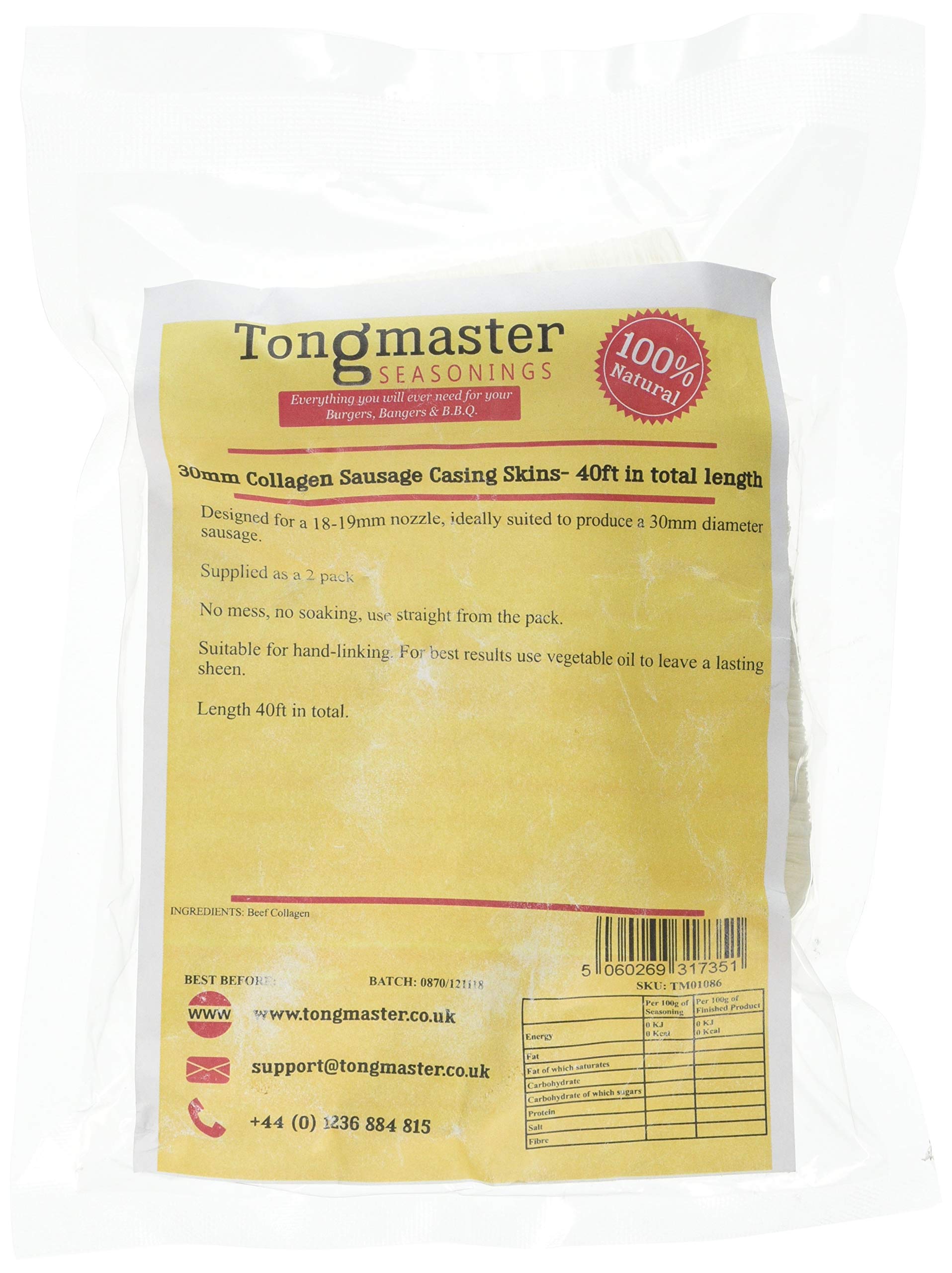 Tongmaster Collagen Sausage Casings - 30mm Diameter | Ready to Use | Professional Results 1