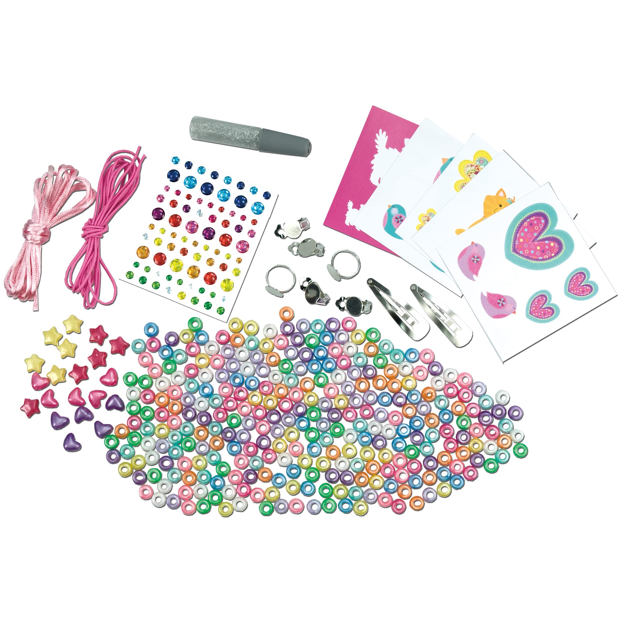 Galt Jewellery Craft Kit - Ages 5+ | 300 Pony Beads | Includes Glitter Glue & Foam Shapes 2