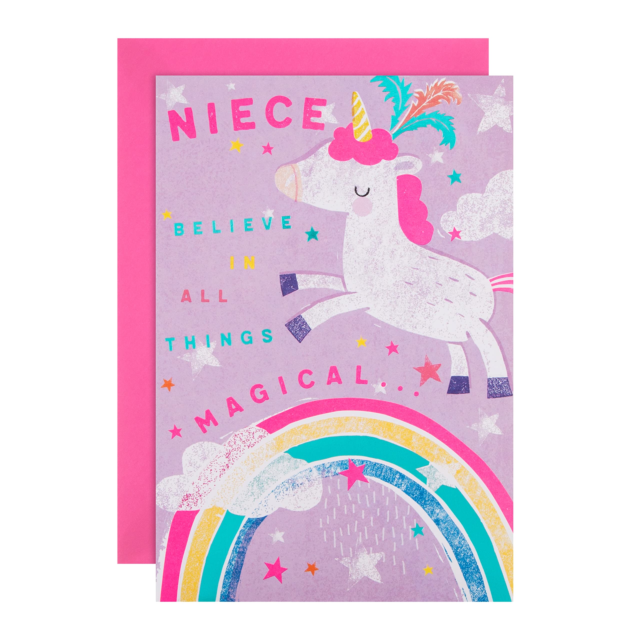 Hallmark Birthday Card for Niece - Unicorn Design with Green Foil Accents 1