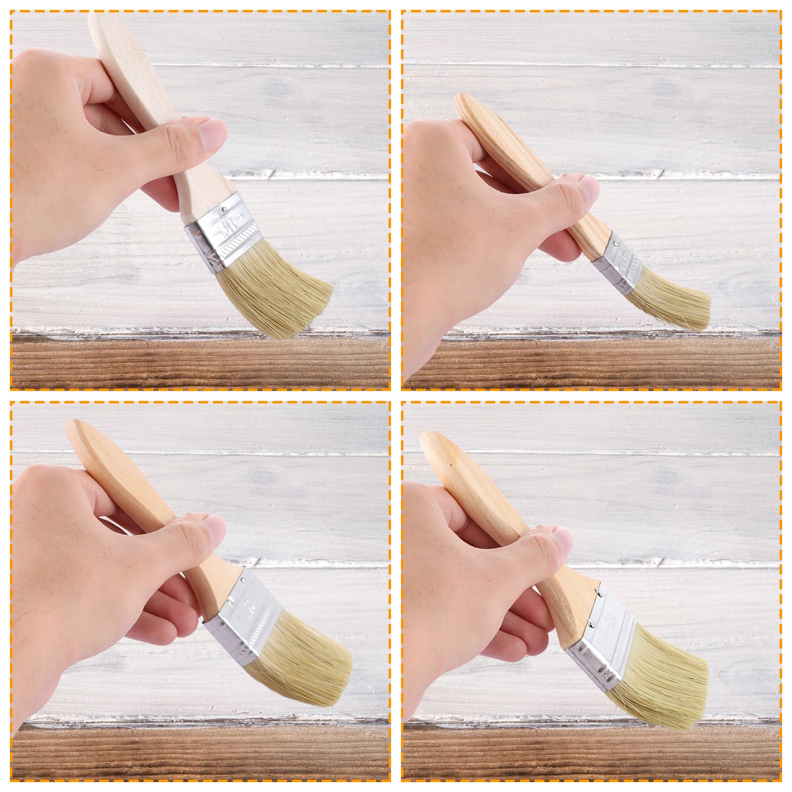 ASelected 20 Pcs Wooden Chip Paint Brushes - 4 Assorted Sizes (1" to 2.5") | Smooth Handles | Durable Bristles 6