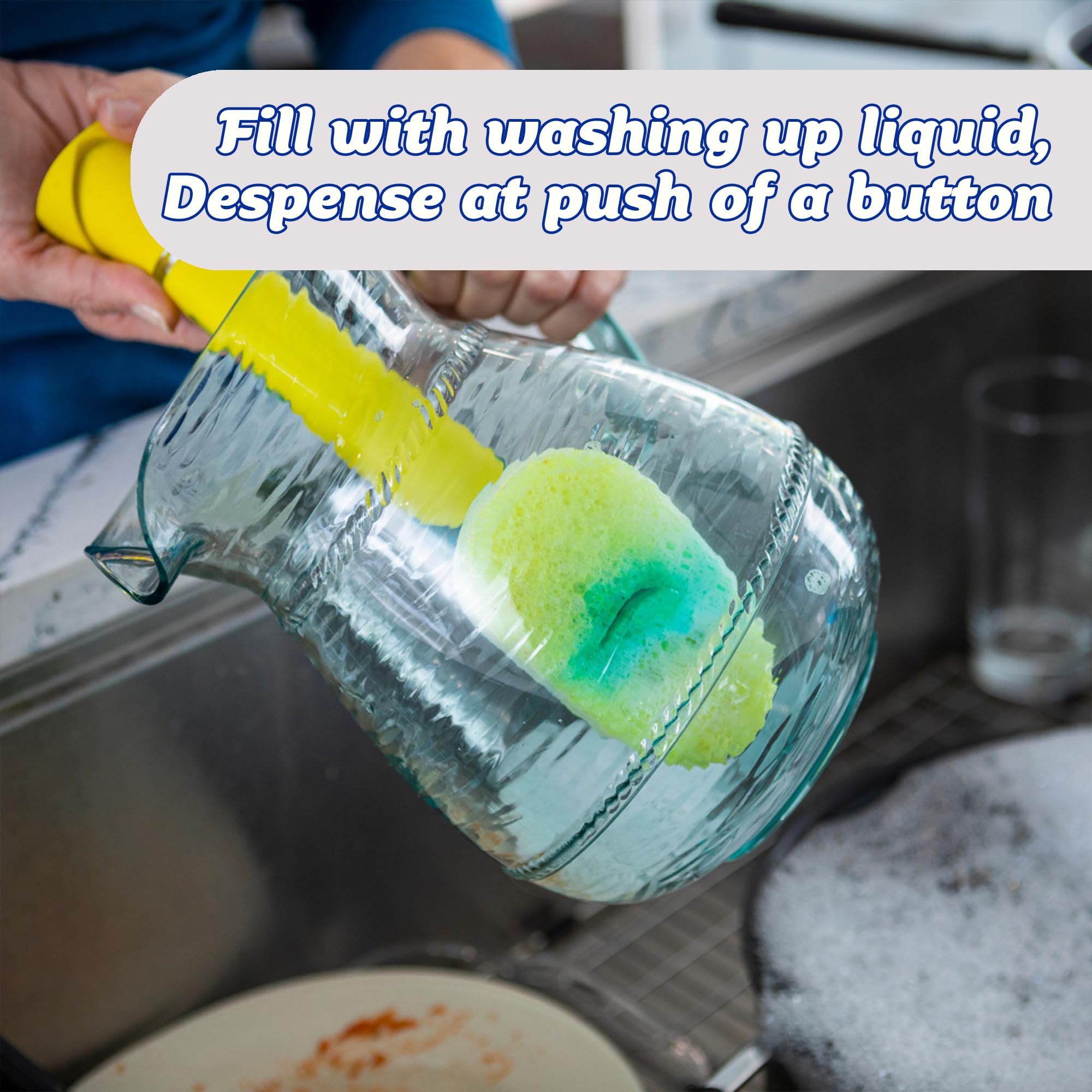 Scrub Daddy Dish Daddy Wand Bundle | Soap Dispensing Scrubber with Texture Changing Sponge & Refills 2
