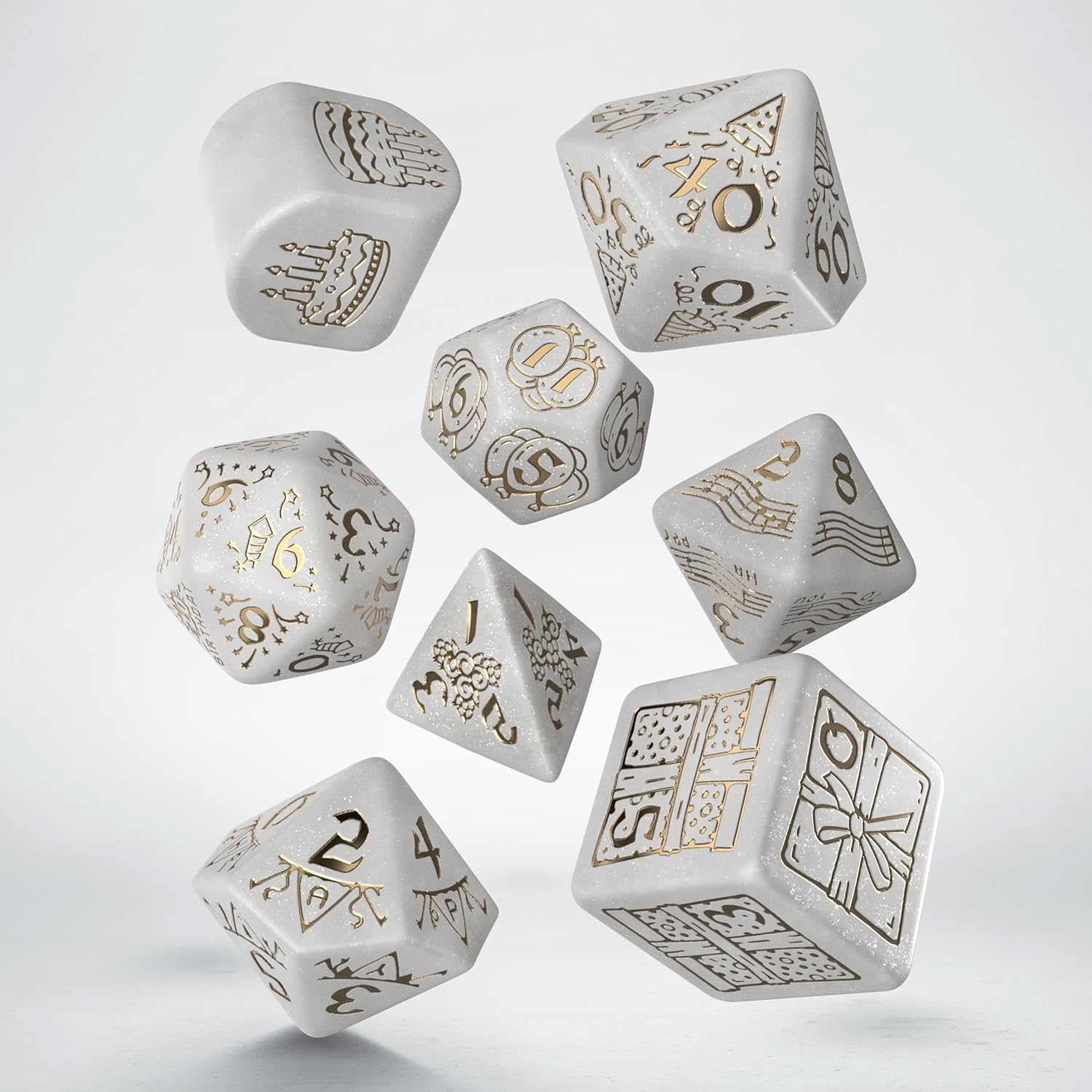 Q WORKSHOP Happy Birthday Dice Set – Limited Edition Polyhedral Dice for Tabletop Games