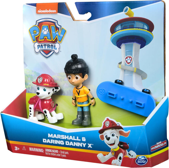 Paw Patrol Marshall and Daring Danny X Figures Set with Skateboard - Action Figures for Kids Ages 3-9