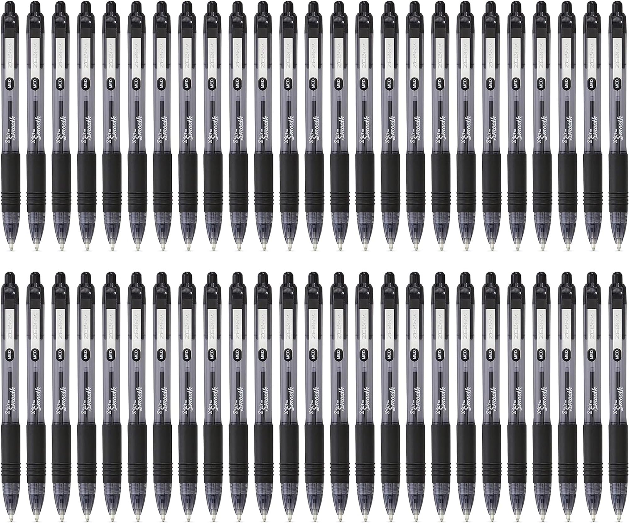 Zebra Pen Z Grip Smooth Black Retractable Ballpoint Pens - Easy Glide Ink, Comfort Grip, Medium Point | 50 Pack