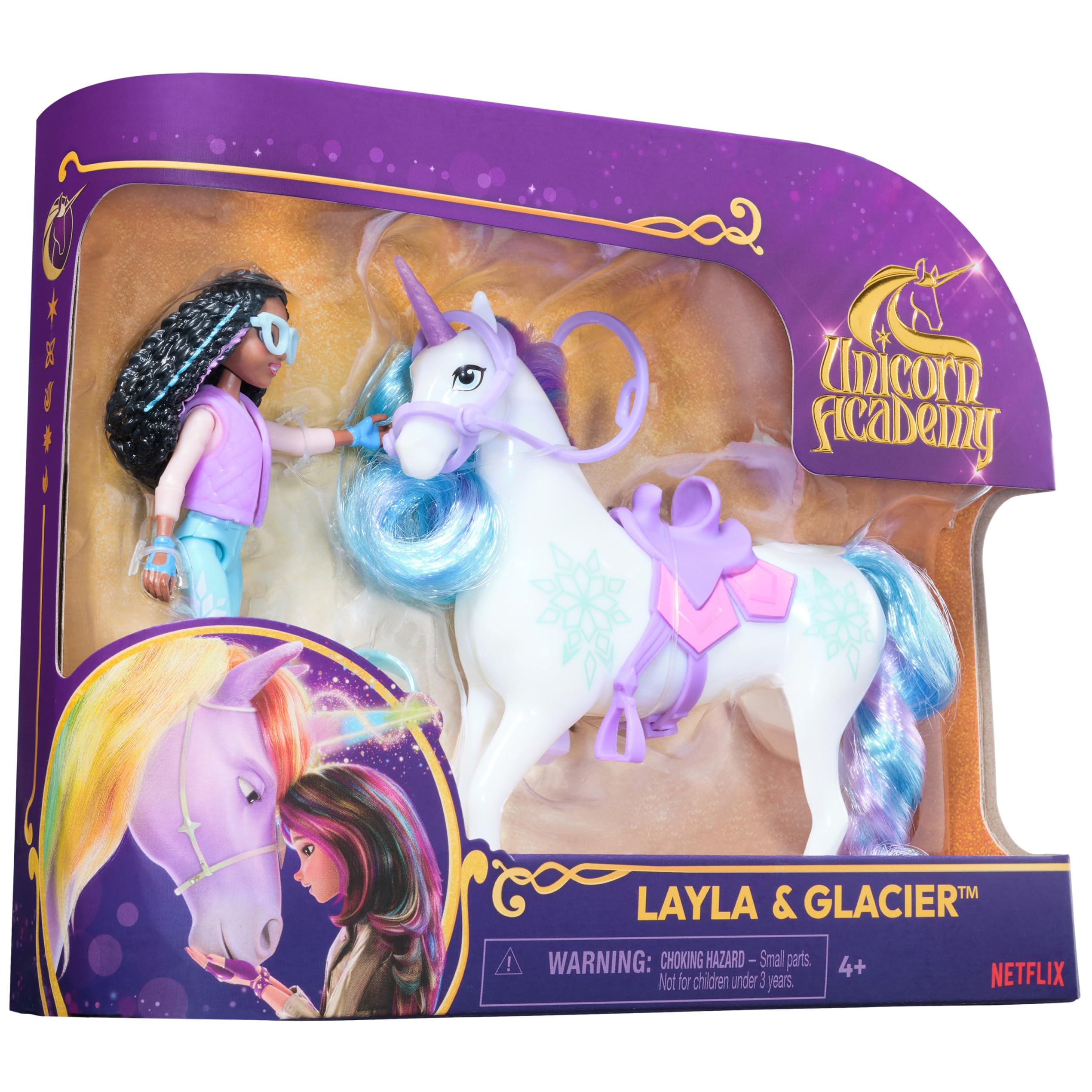 Unicorn Academy Layla & Glacier Set with 2 Riding Accessories and Hair Styling Tool | Ages 4+ 8
