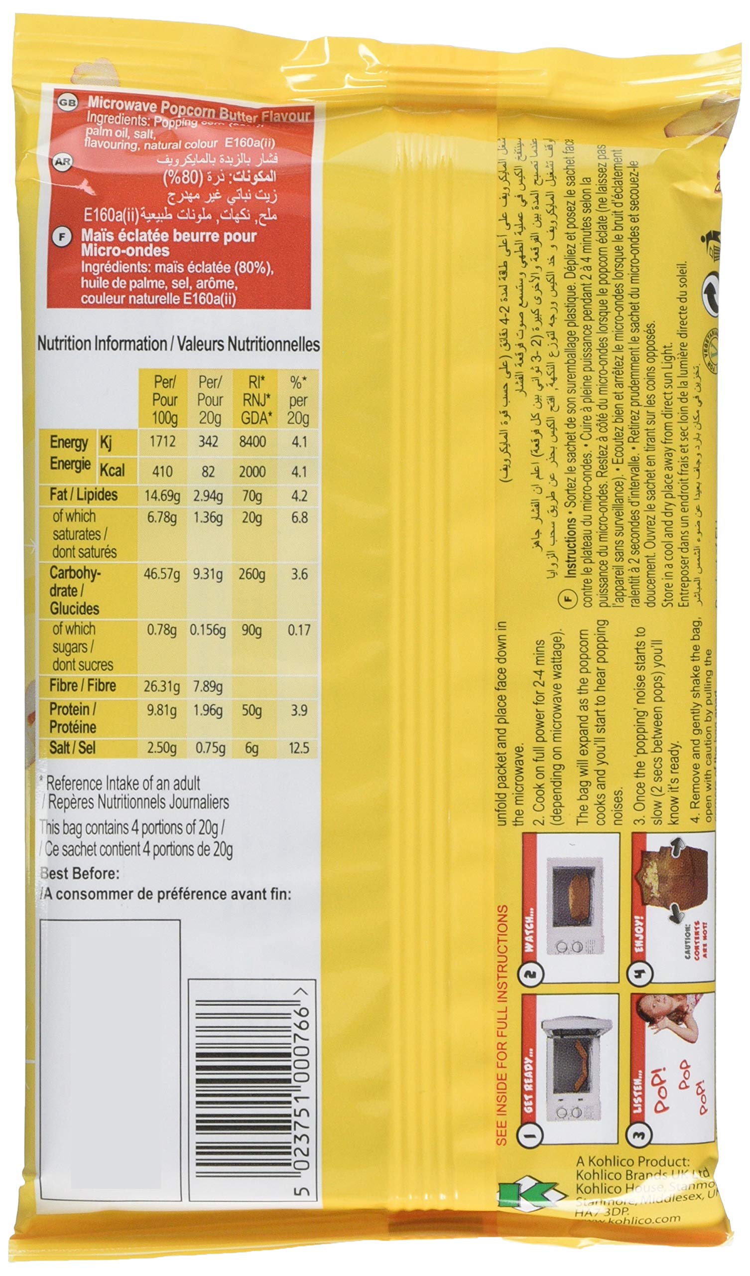 Eazypop Microwave Popcorn - Butter Flavour | 85g Bags | Pack of 16 2