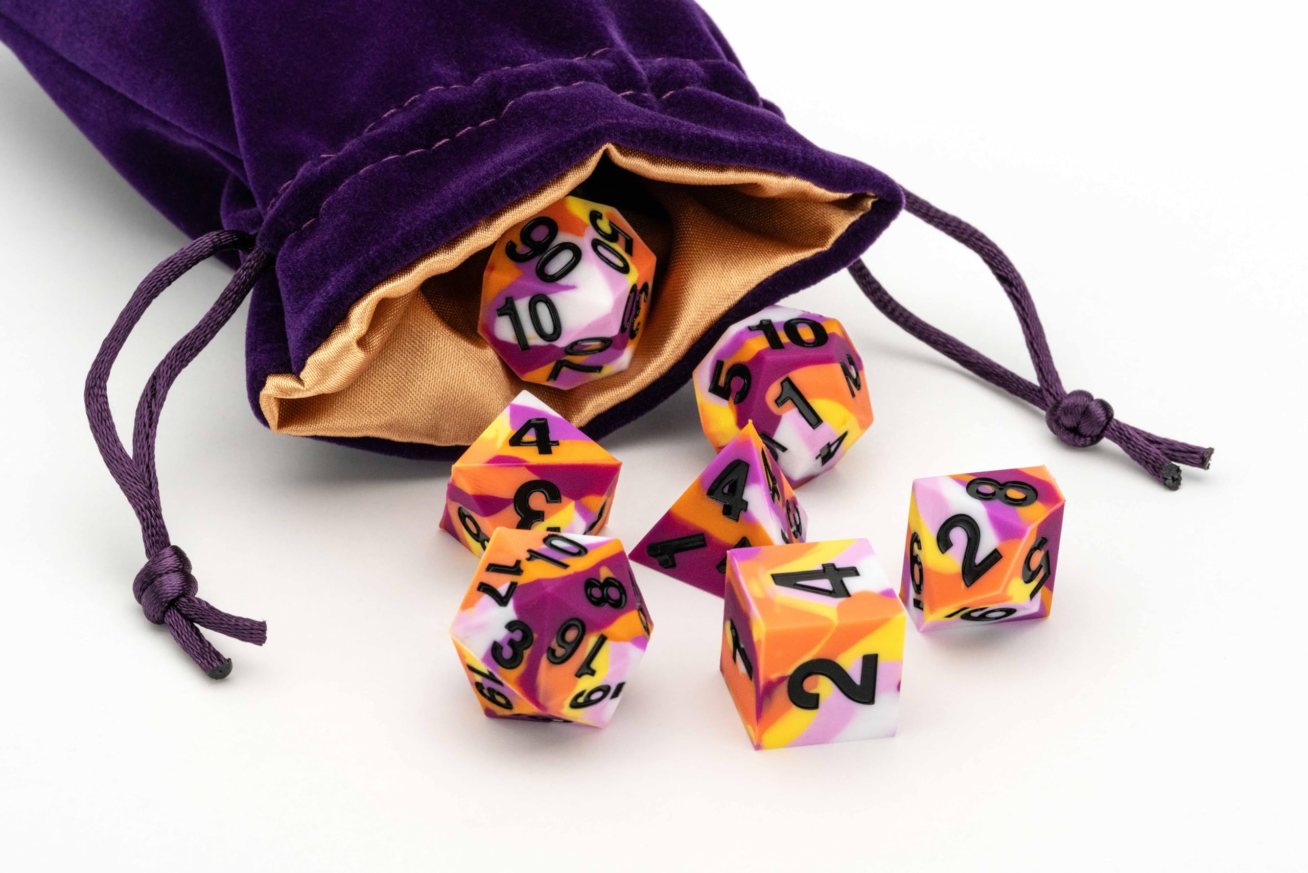 Metallic Dice Games FanRoll Lesbian Pride Sharp Edge Silicone Poly Dice Set | 16mm | 7 Piece 3