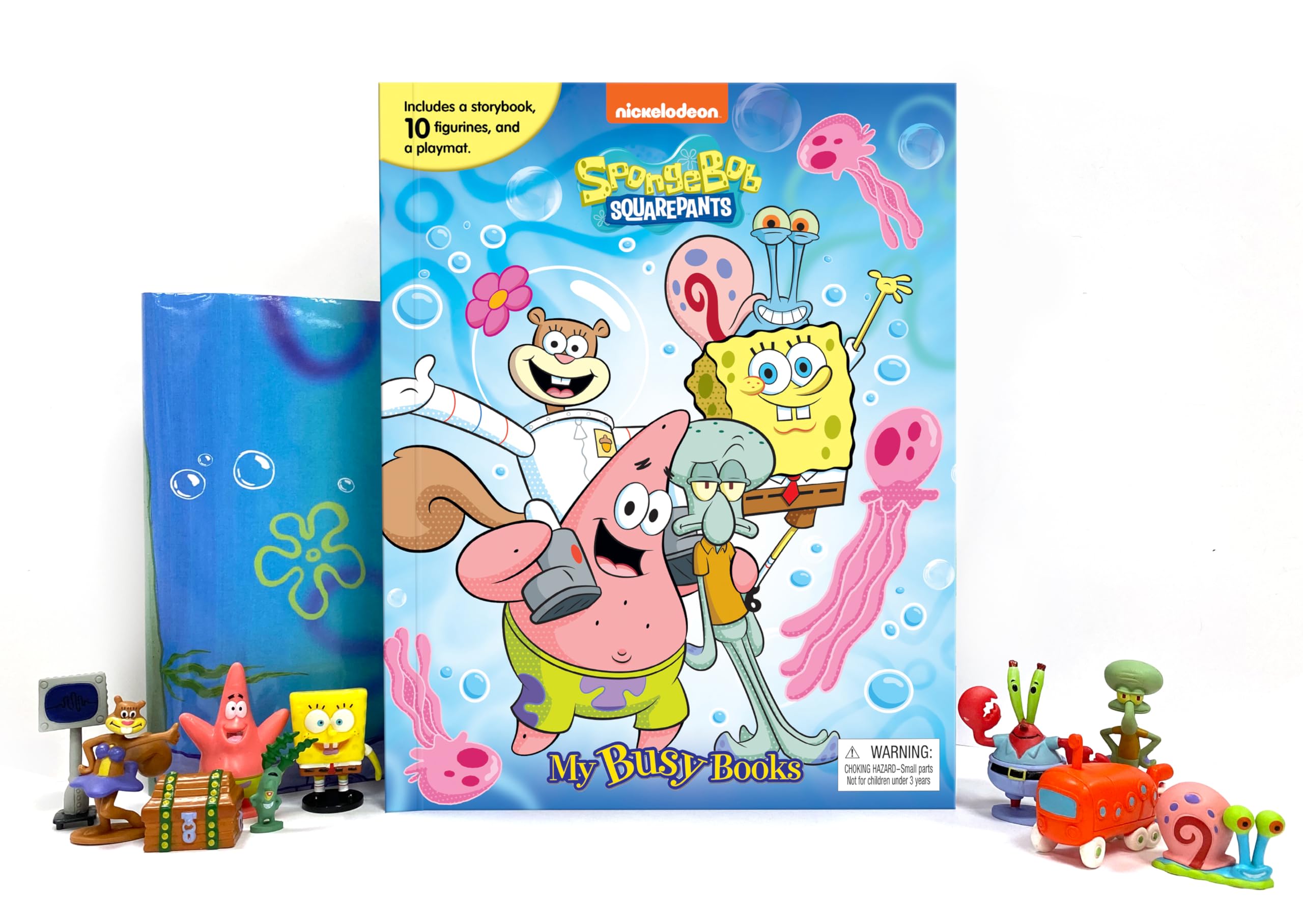 Phidal Nickelodeon Spongebob 25th Anniversary My Busy Books - Storybook, 10 Figurines, Playmat 1