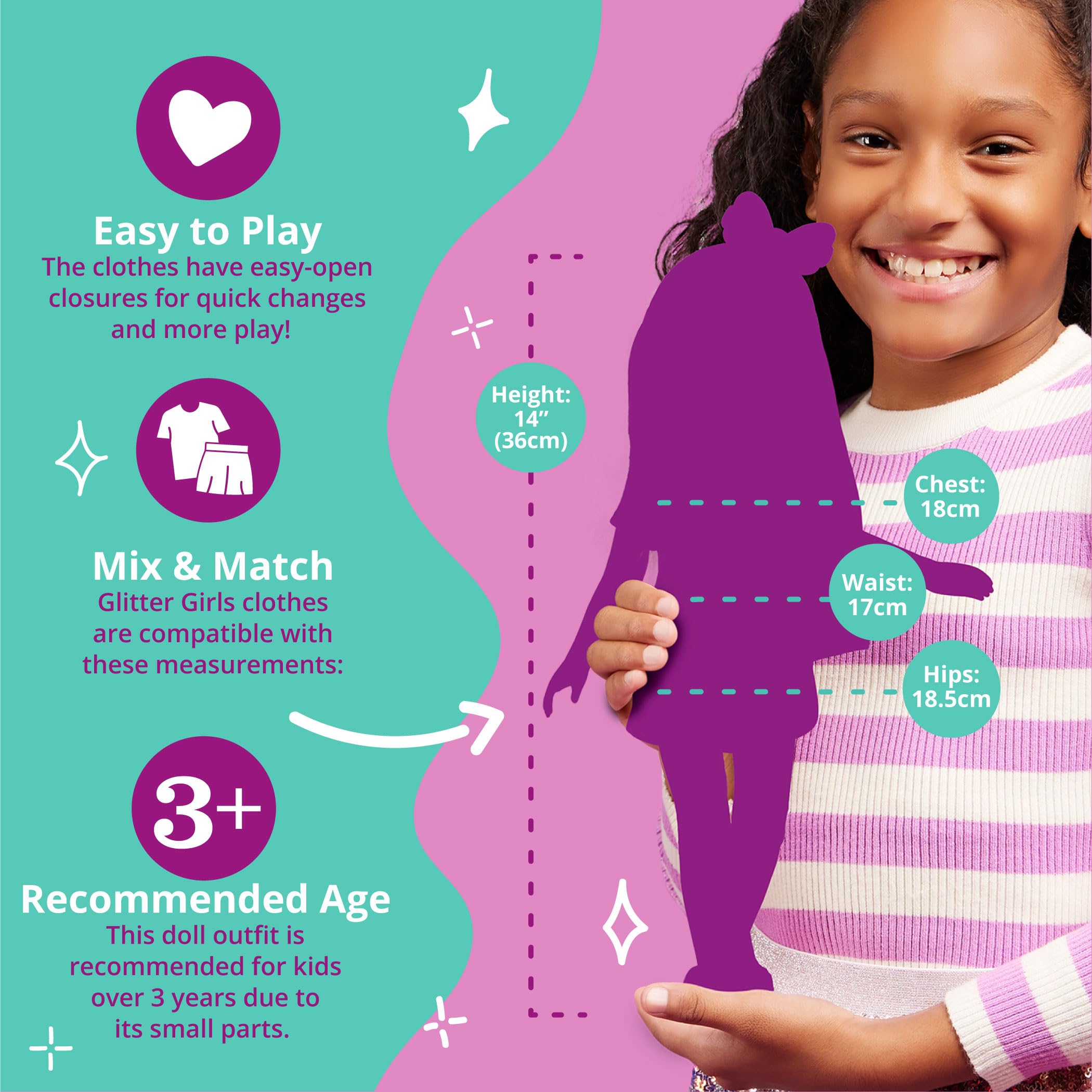 Glitter Girls 14-Inch Doll Gallop & Glow Riding Outfit - Deluxe Equestrian Clothes Set for 3+ 13