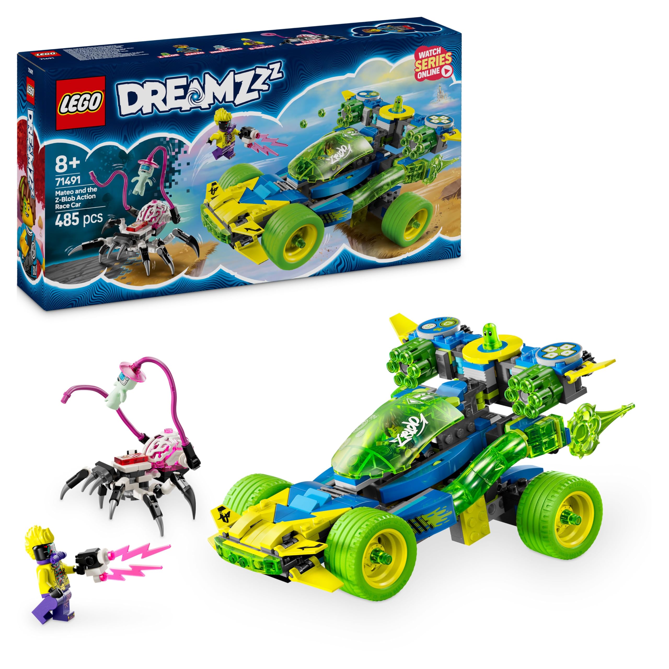 LEGO DREAMZzz 2in1 Mateo and the Z-Blob Action Race Car to Motorbike Building Set - 485 Pieces for Ages 8+