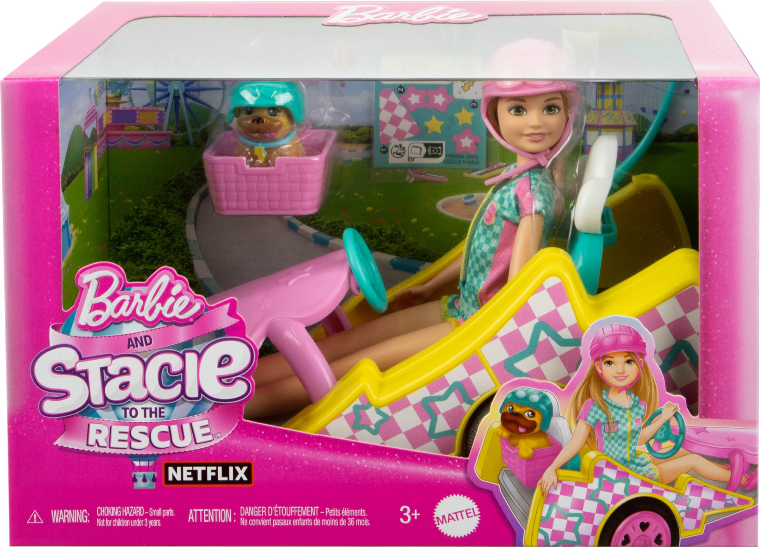 Barbie Stacie Doll with Go-Kart Car, Dog, Accessories & Sticker Sheet - Doll Playset for Kids 3+ 6