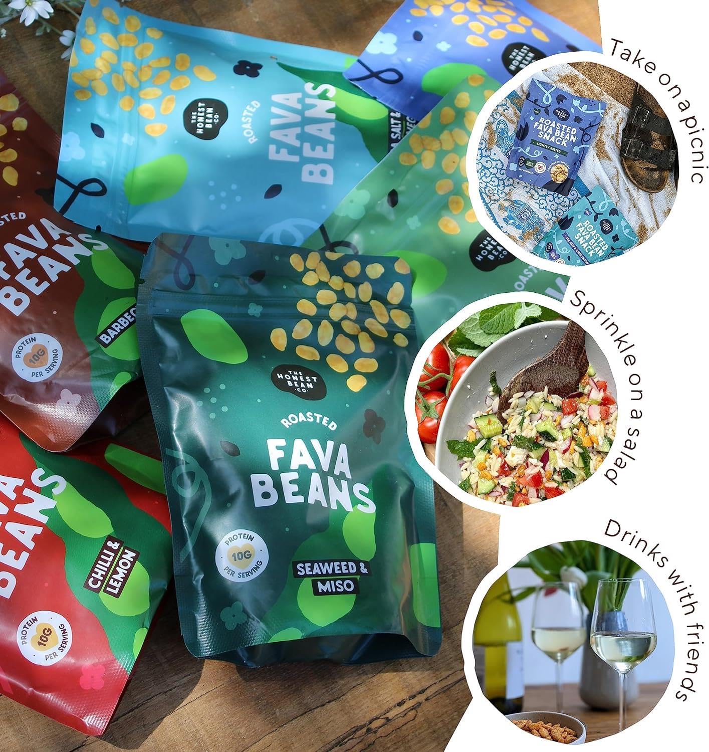 The Honest Bean Co Roasted Fava Bean Lightly Salted - High Protein Vegan Snack | 120g Pack of 6 4
