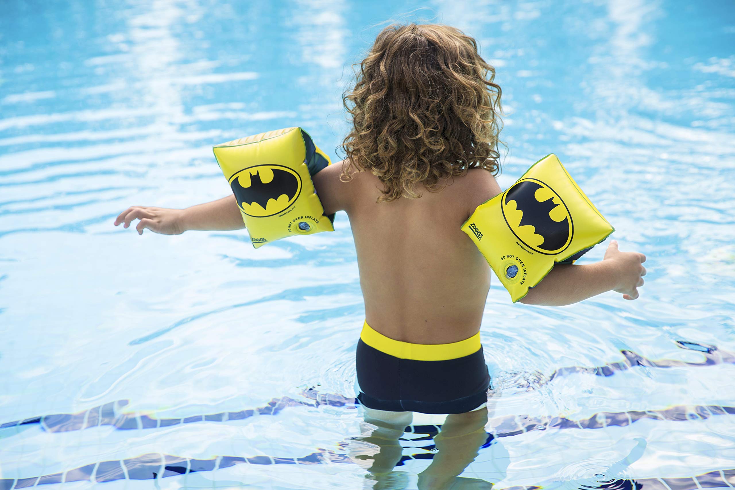 Zoggs Batman Inflatable Armbands - 1-6 Years | Heavy Duty Vylux | Easy Inflate Valves