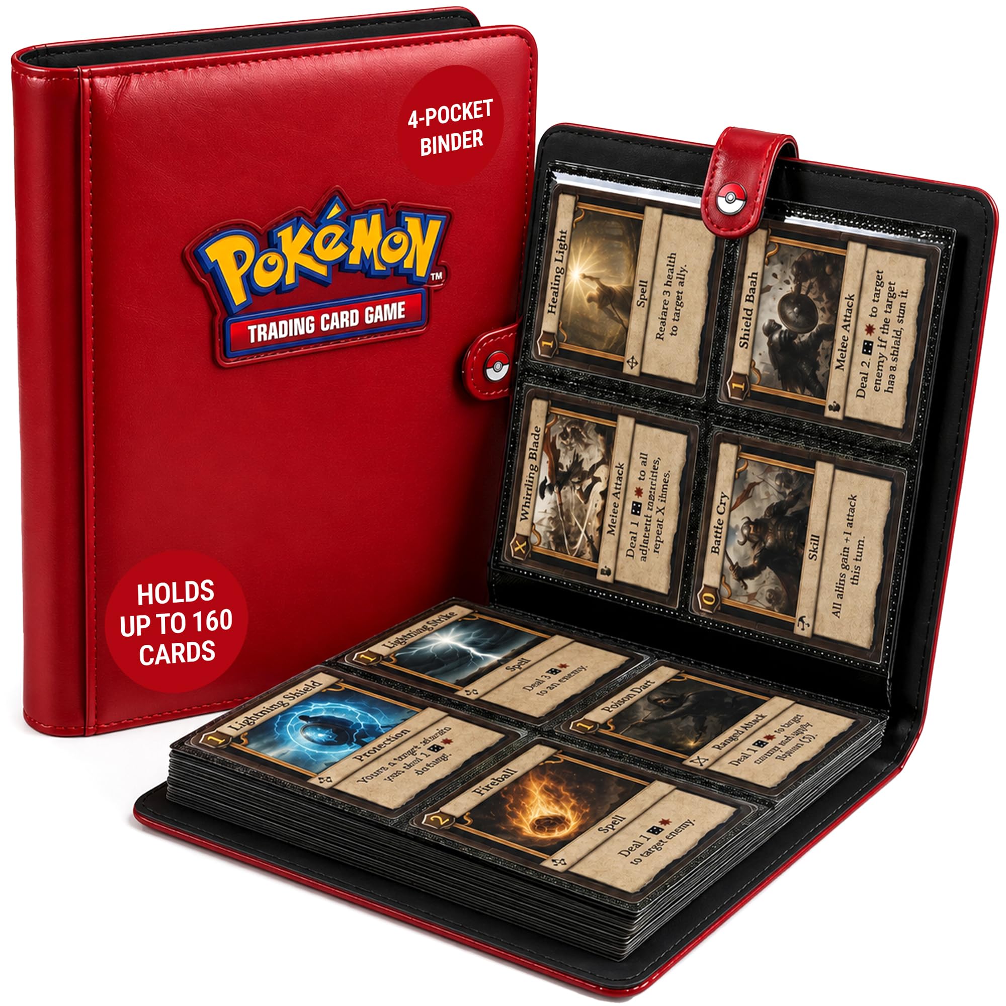 Ultra Pro Pokémon Premium Red Snap Binder - Holds 160 Cards | Acid-Free, Non-PVC 1