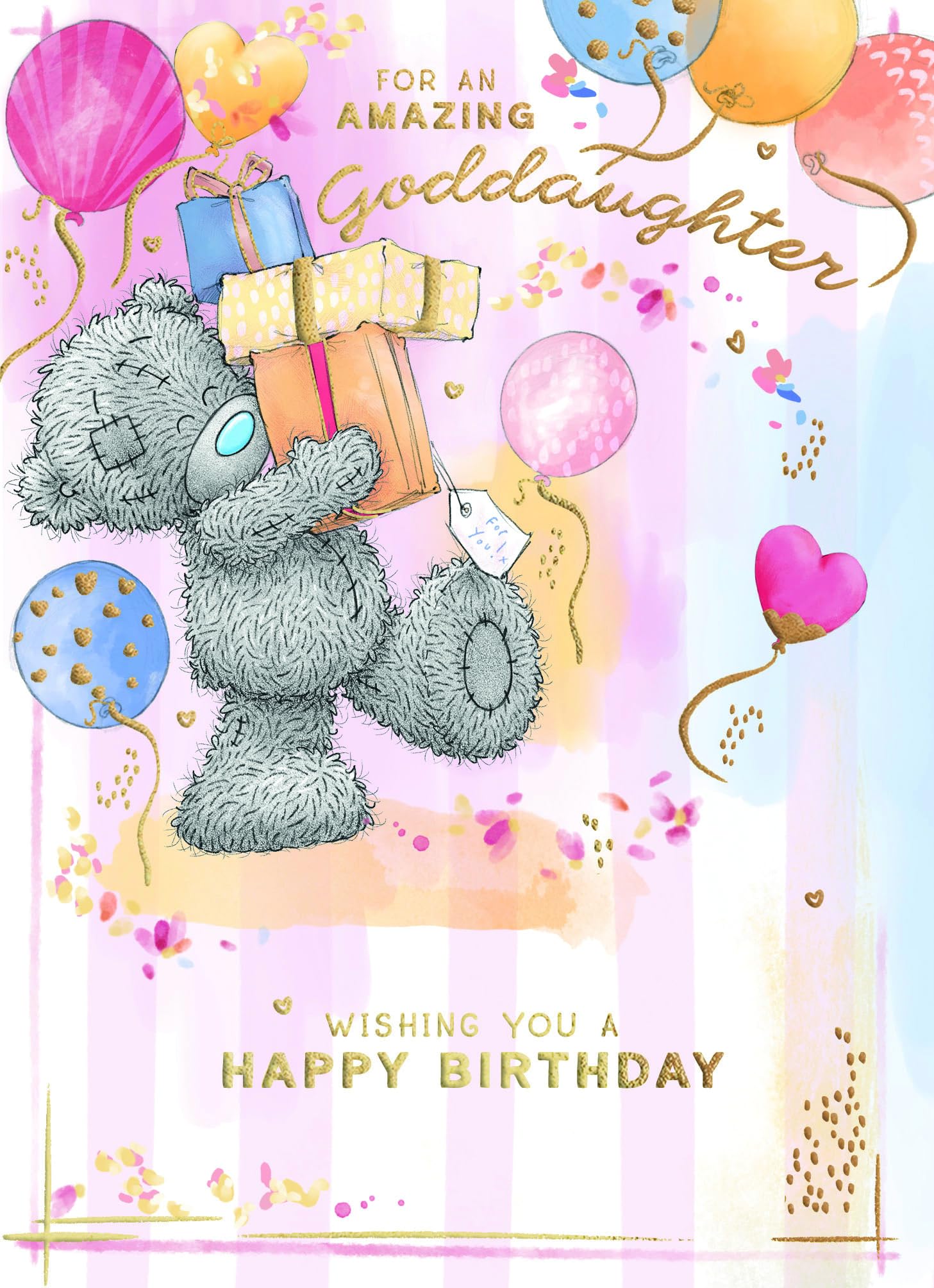 Me To You Bear Tatty Teddy 'For An Amazing Goddaughter' Luxury Gold Foil Birthday Card | 5 x 7 Inches 1