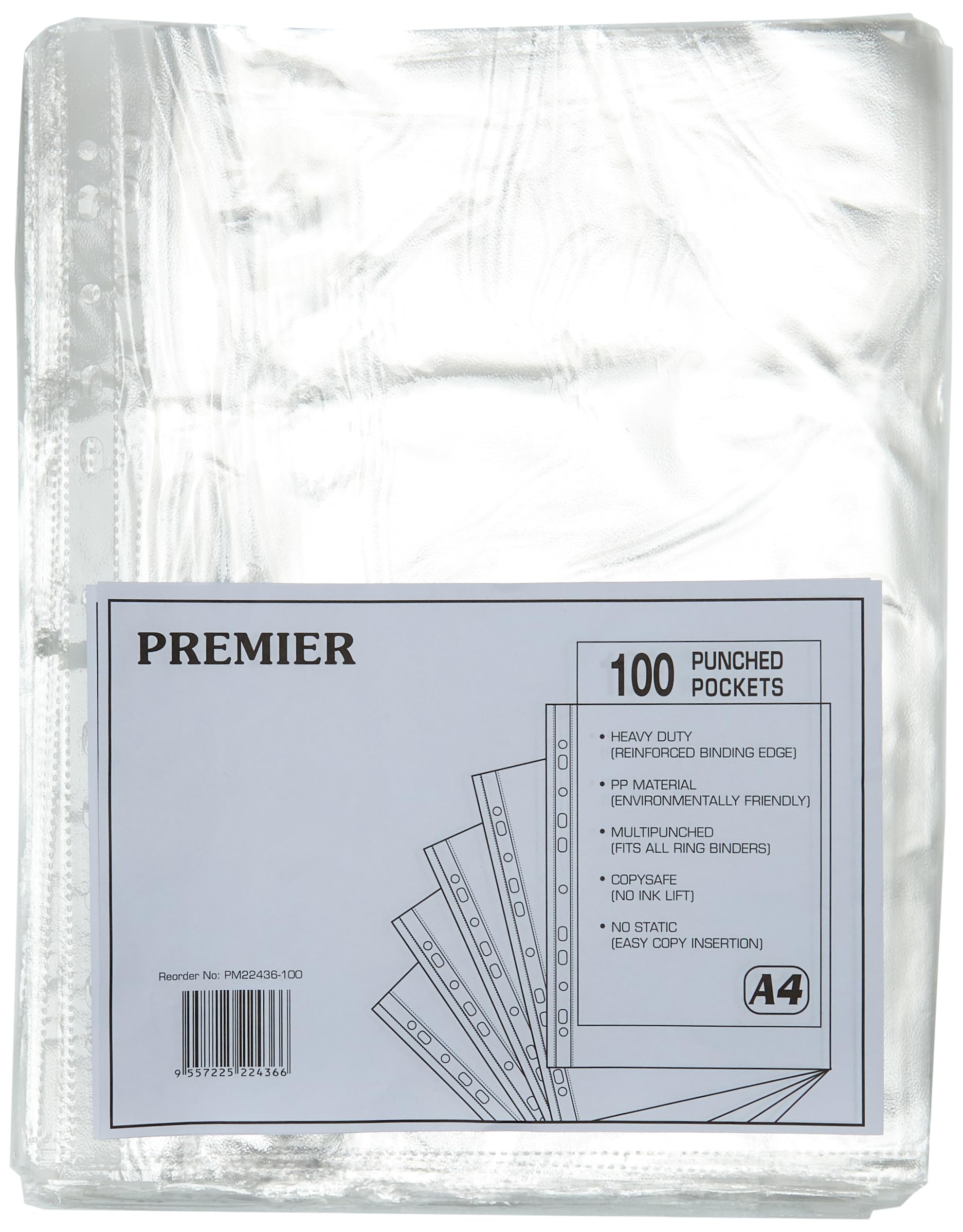 Whitebox A4 Punched Pockets - Clear Plastic Protection | Pack of 100 1