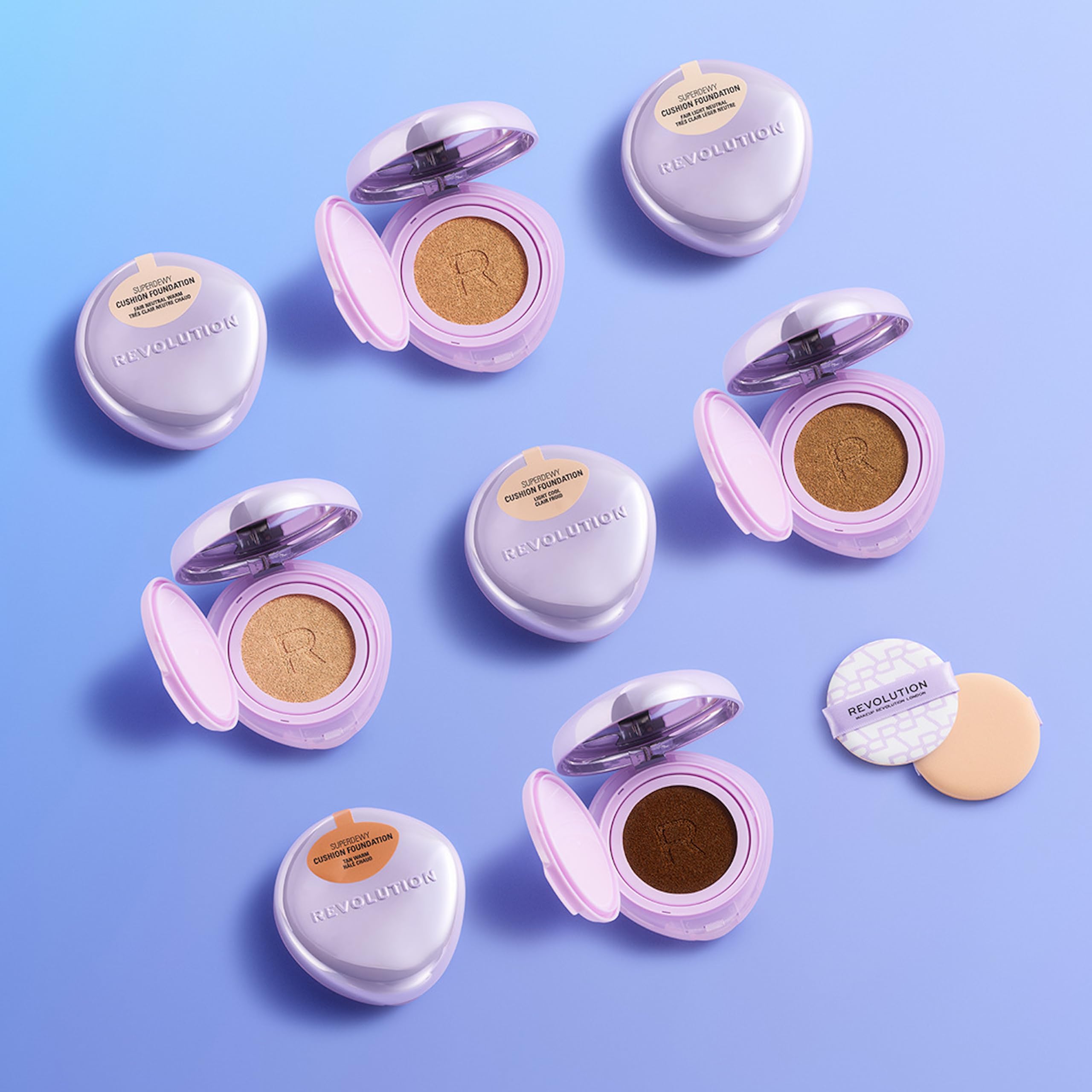 Revolution Beauty London Superdewy Cushion Foundation - Buildable Coverage, Radiant Finish | Fair Neutral 5