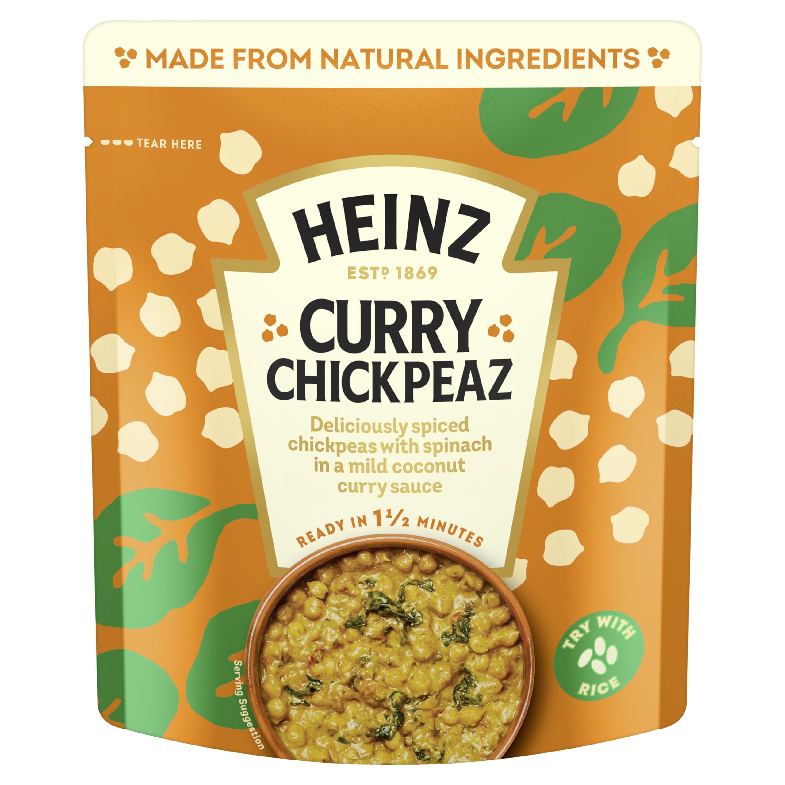 HEINZ Curry Chickpeas with Coconut and Spinach - Meal for One, Ready in 1.5 Mins