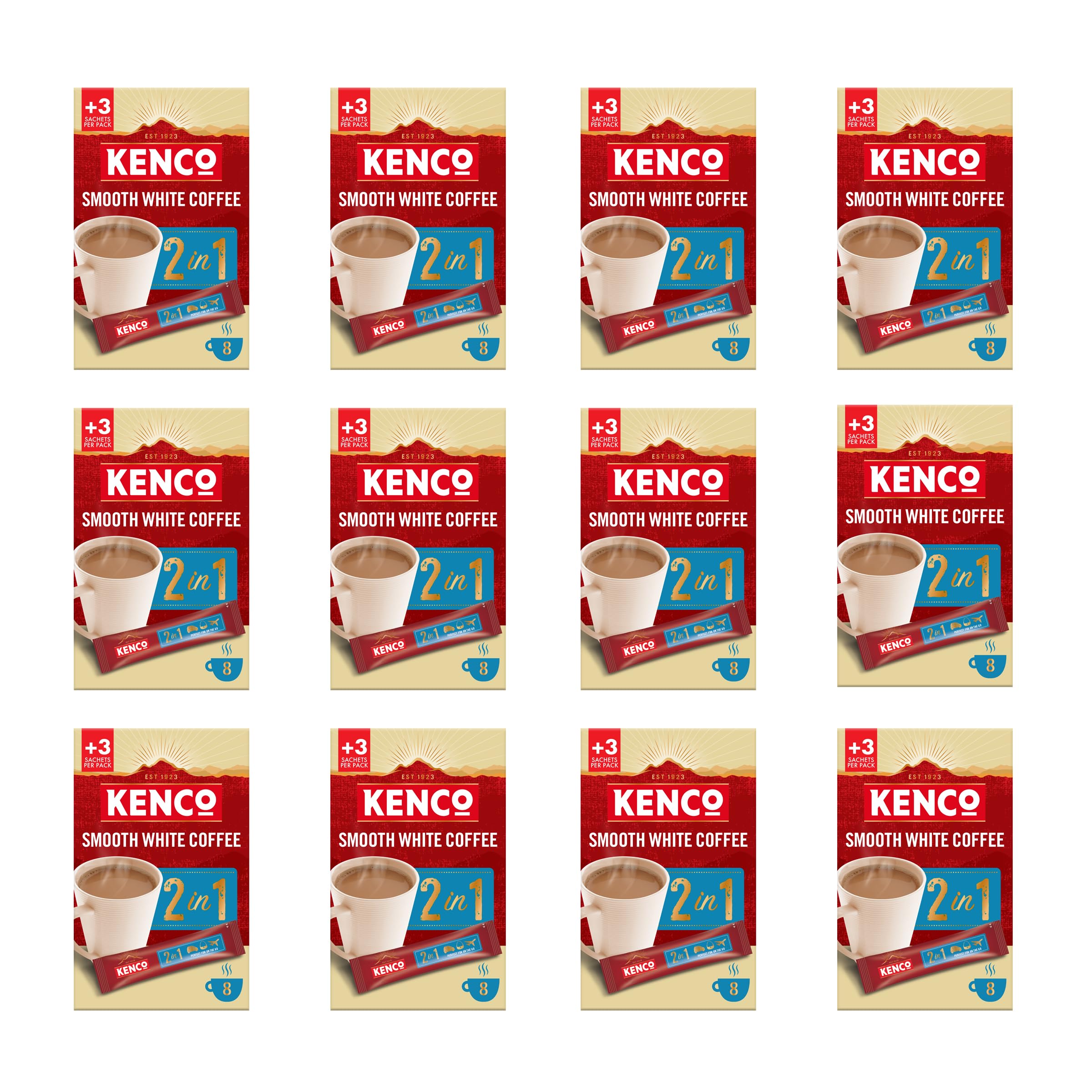 Kenco 2 in 1 Smooth White Instant Coffee Sachets (Pack of 12, 96 Sachets Total) 3