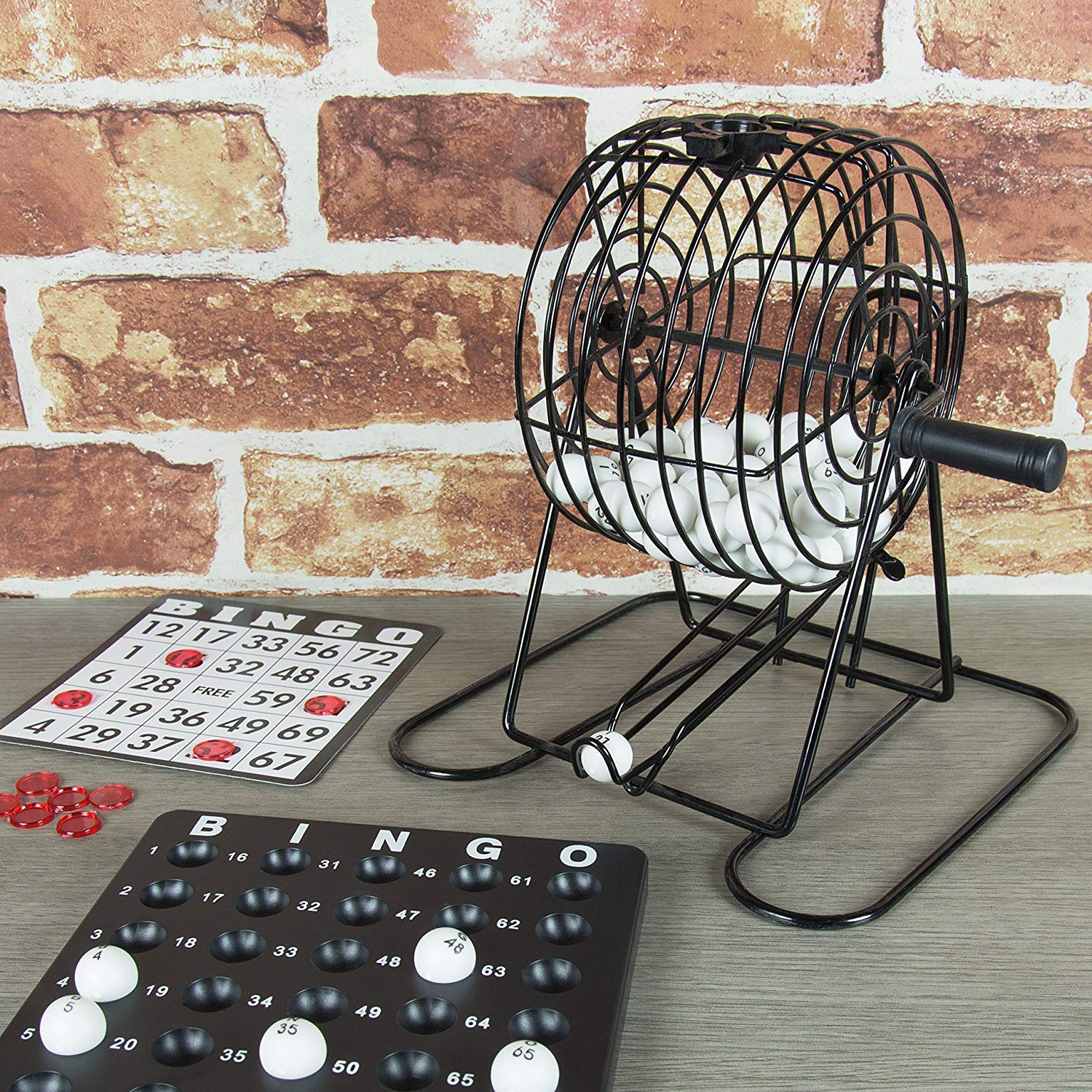 Global Gizmos 50690 Traditional Bingo Set - Includes Cage, 75 Balls, 18 Cards, 150 Markers | Family Game 3