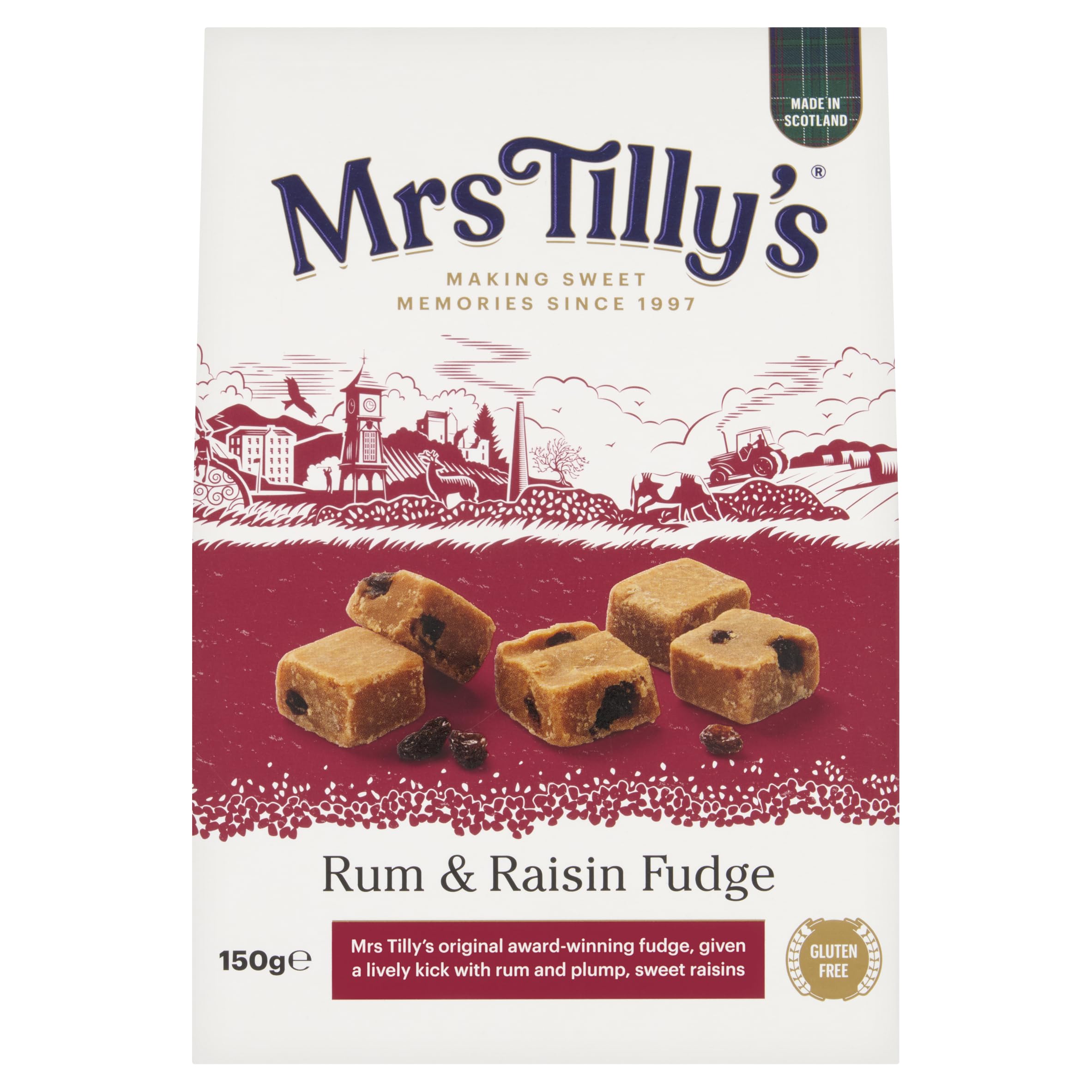 Mrs Tilly's Rum and Raisin Fudge in Gift Box - 150g